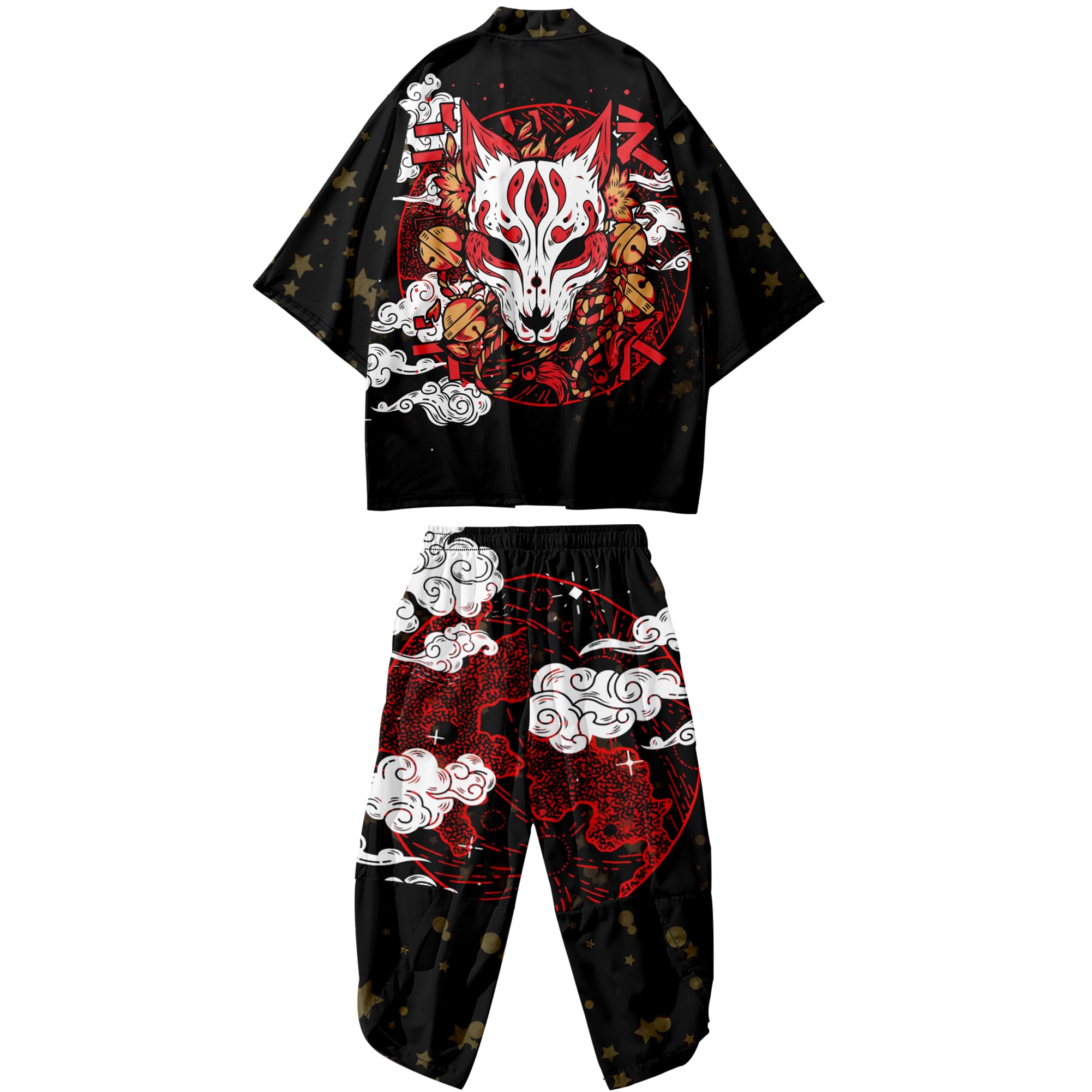 Mens Kimono Set 3/4 Sleeve Haori And Shorts Casual 2 Piece Japanese Outfits