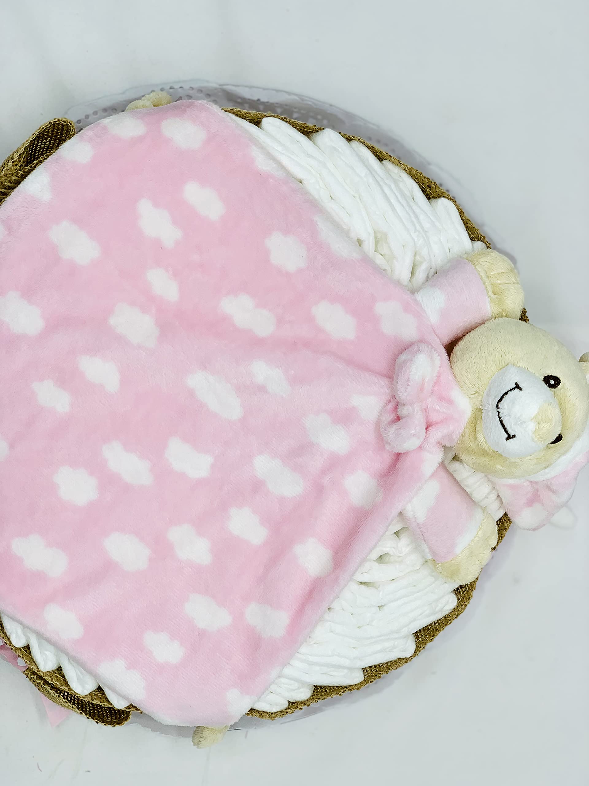 Tarta Pañales Bebé Recién Nacido 40 Unidades Doudou Rosa Regalo Original Canastilla Bebé Tarjeta Dedicatoria Set Nacimiento Baby Shower Tarta Pañal Niña Detalle Mamás Primerizas Decoración