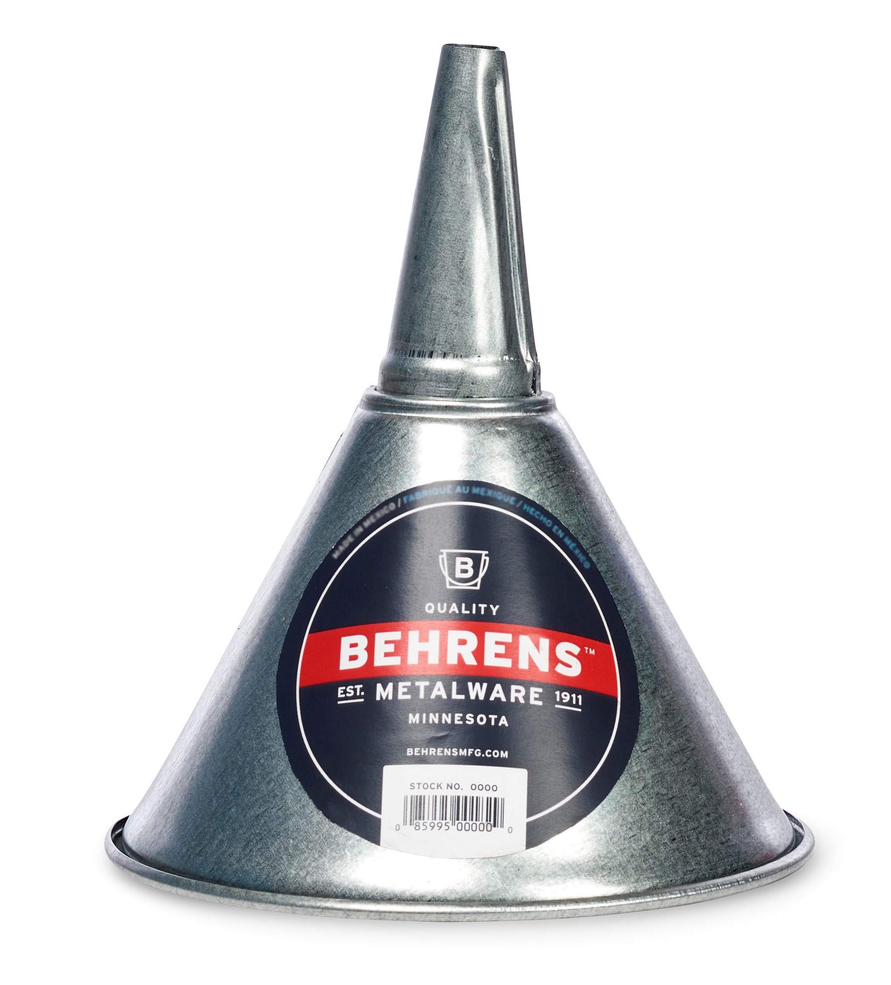 Behrens GF51 Galvanized Steel Funnel with Screen, 1 quart