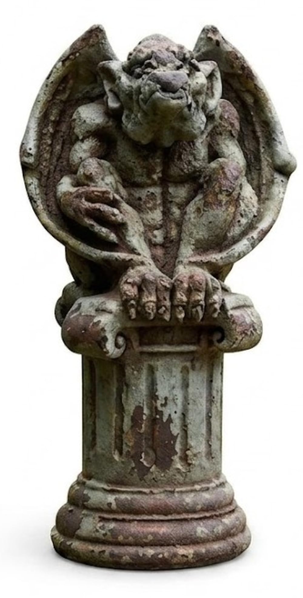 My Square Mile Stone Gargoyle Garden Ornament Winged Gothic Sculpture On Plinth, Effect Resin, Large 46Cm, Indoor And Outdoor Use