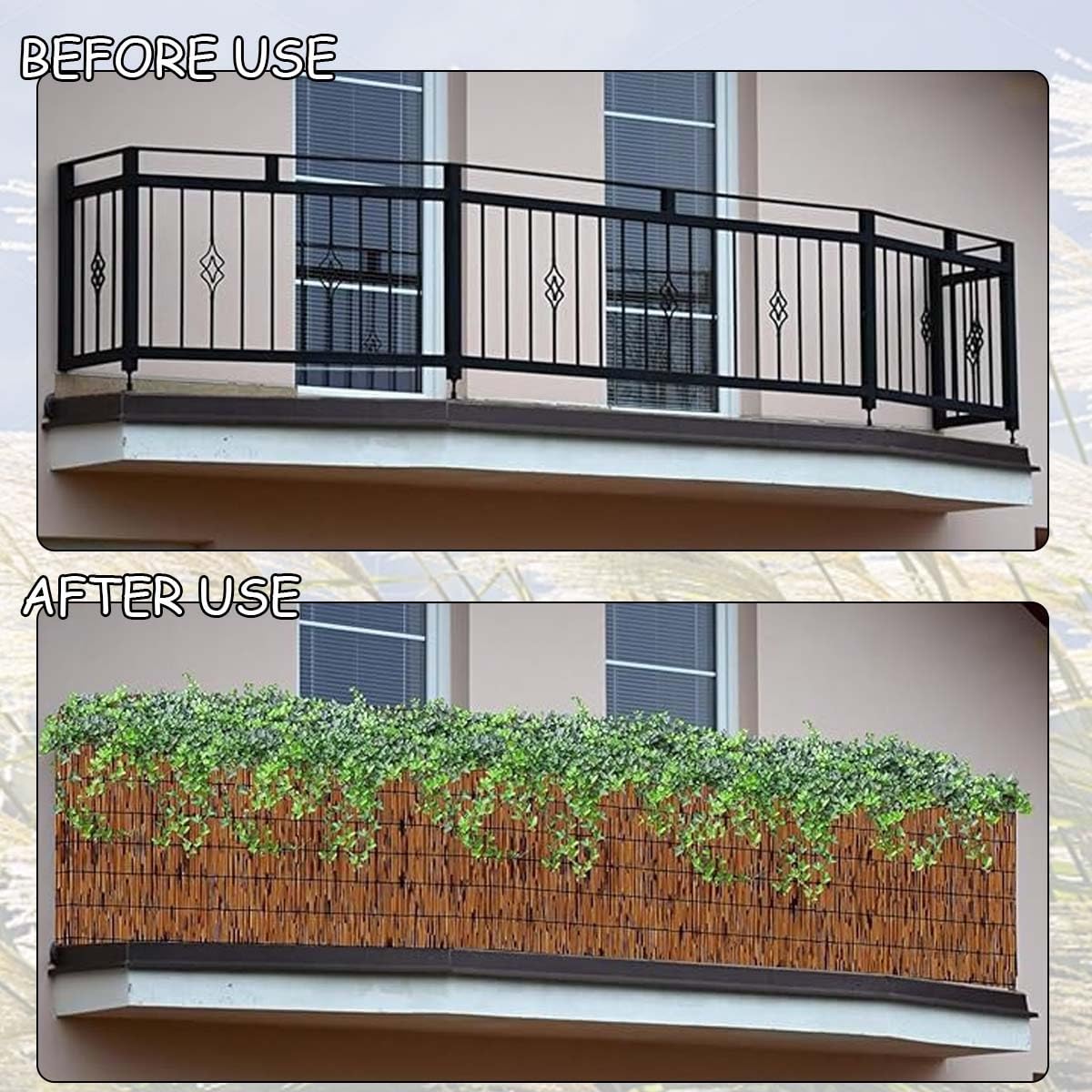 Naturalny bambus, ochrona przed wzrokiem, dekoracyjna mata na taras, mata zacieniająca na balkon, do ogrodu i do ogrodzenia (160 x 800 cm)