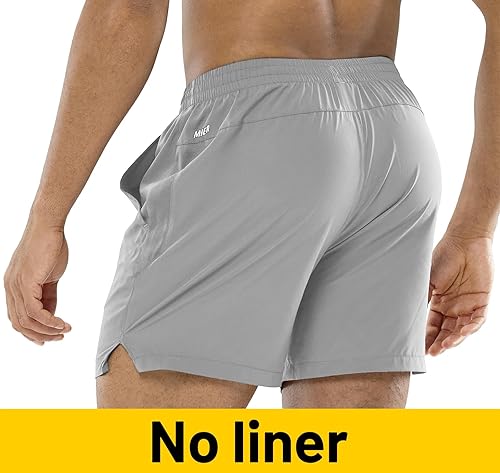 Miniatura 3 de MIER Pantalones cortos de entrenamiento para hombre, de secado rápido, activos, de 5 pulgadas, con bolsillos, ligeros, transpirables
