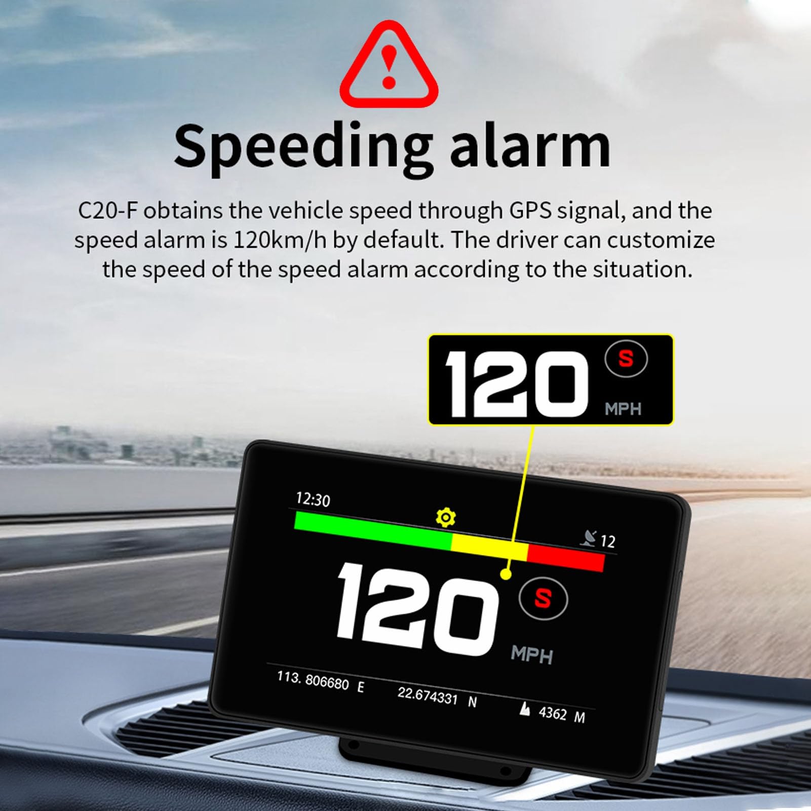 Tableau de Bord Intelligent avec Affichage HUD pour Voiture, Compteur de Vitesse, Alarme de Fatigue et de Conduite, Mesure de Tension GPS