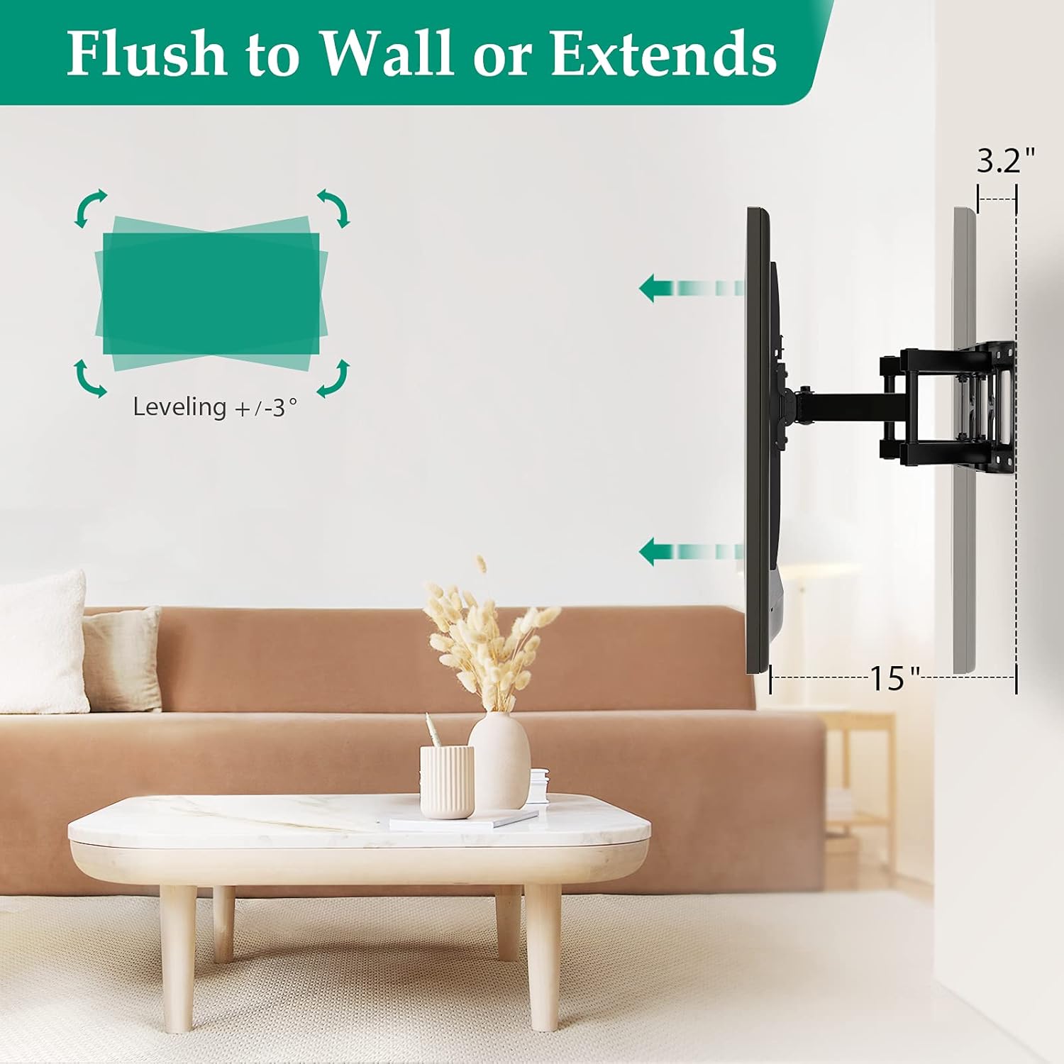 Get Special Price Full Motion TV Wall Mount Bracket for Most 26-55 Inch Flat Curved TVs with Dual Articulating Swivel Tilt Extension Arms, up to VESA 400x400mm and 99lbs by ERGO-INNOVATE Buy 1 get 1 Full Motion TV Wall Mount Bracket for Most 26-55 Inch Flat Curved TVs with Dual Articulating Swivel Tilt Extension Arms, up to VESA 400x400mm and 99lbs by ERGO-INNOVATE