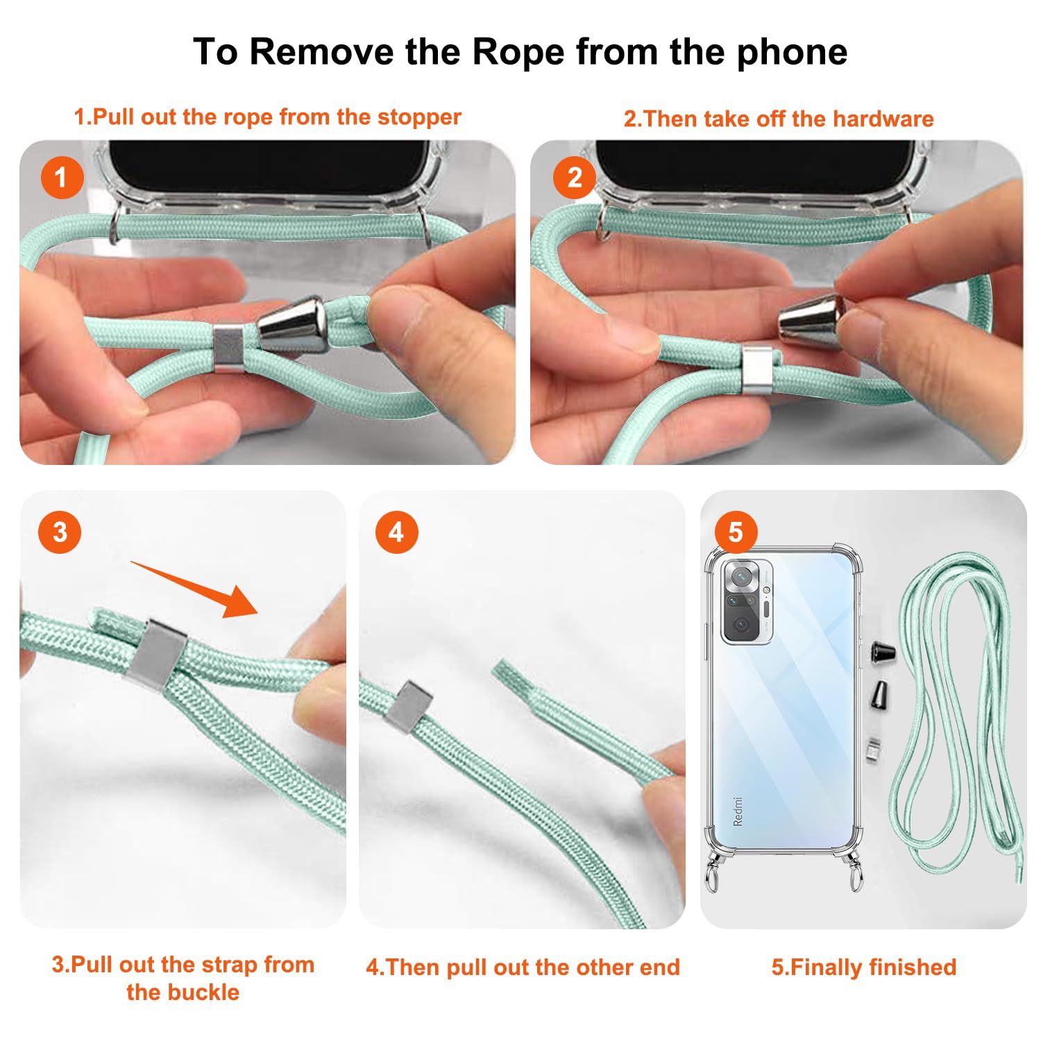 WenBaby Cover Con Cordino Per Redmi Note 10 Pro/Pro Max - Custodia A Tracolla Morbida In TPU Con Fiori Di Ciliegio, Antishock E Regolabile