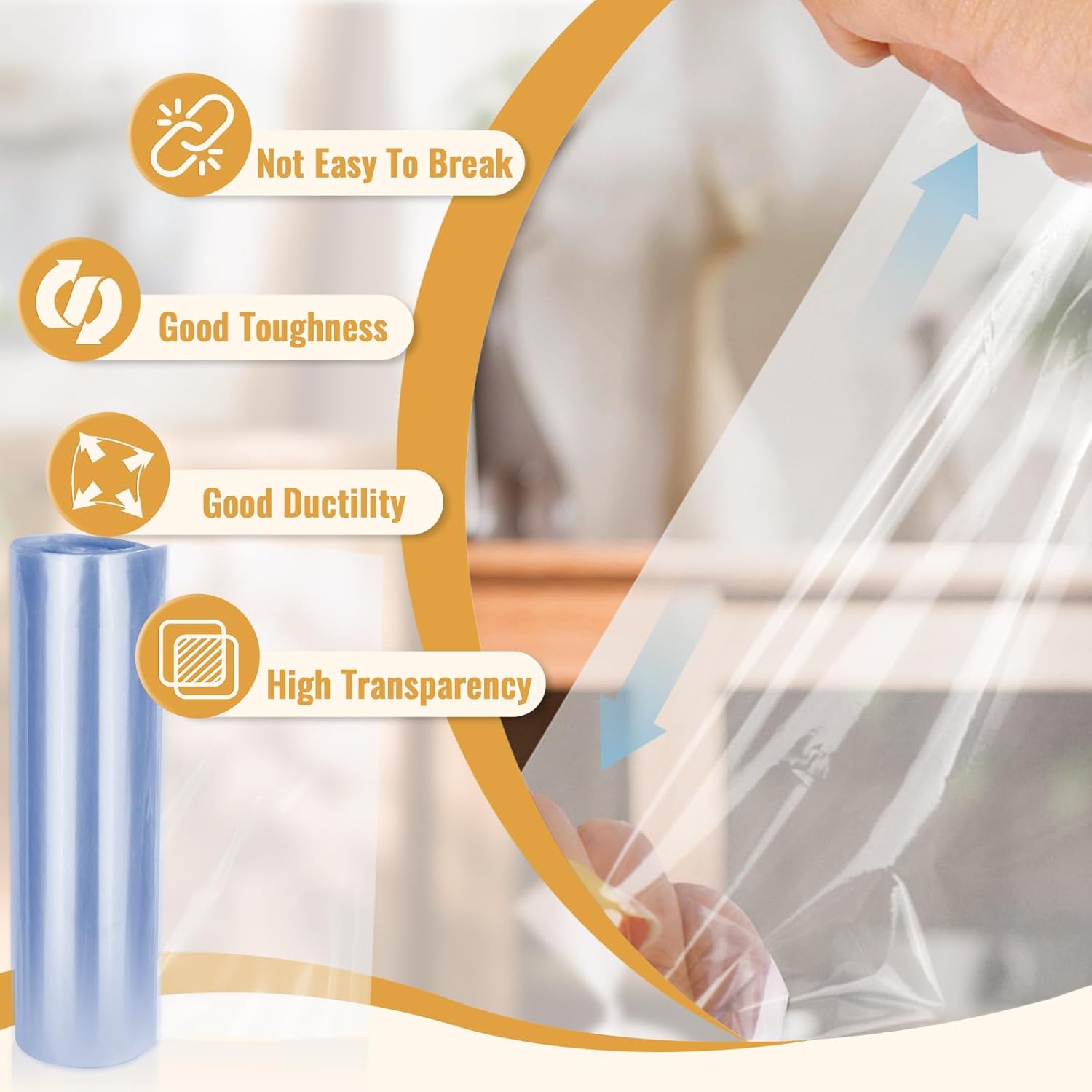 Yeumk Shrink Wrap Bags for Christmas Gift Baskets 16x24 Inches 10 Pack Clear Cellophane PVC Heat Shrink Bags for Gift Wrapping Halloween Easter Valentine's Day Mother's Day - Image 3