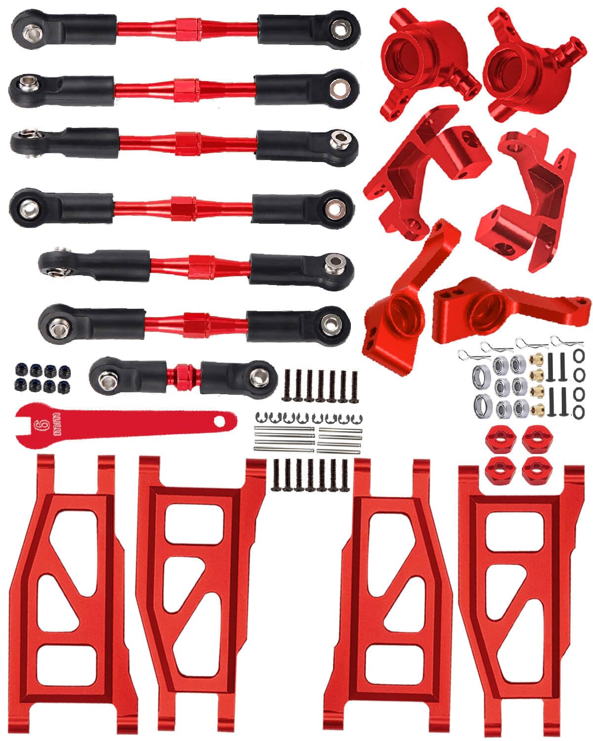 hopsupRC Upgrades Part for 1/10 Rustler/Slash/Stampede 4x4 VXL,Adjustable Turnbuckles Camber Links & Aluminum Caster Block,Steering Blocks,Rear Stub