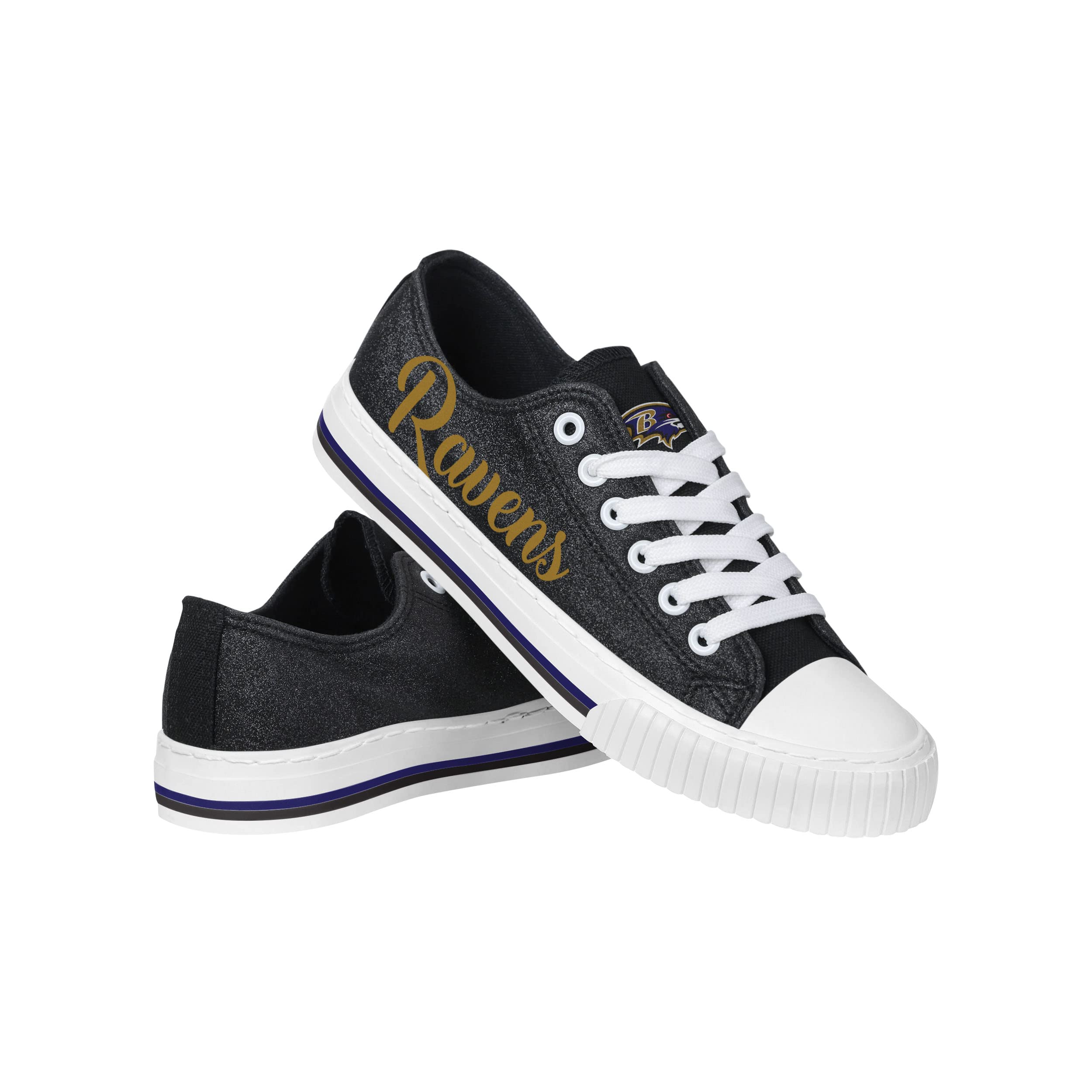 FOCO Womens NFL Team Logo Ladies Fashion Color Glitter Low Top Canvas Sneakers Shoes