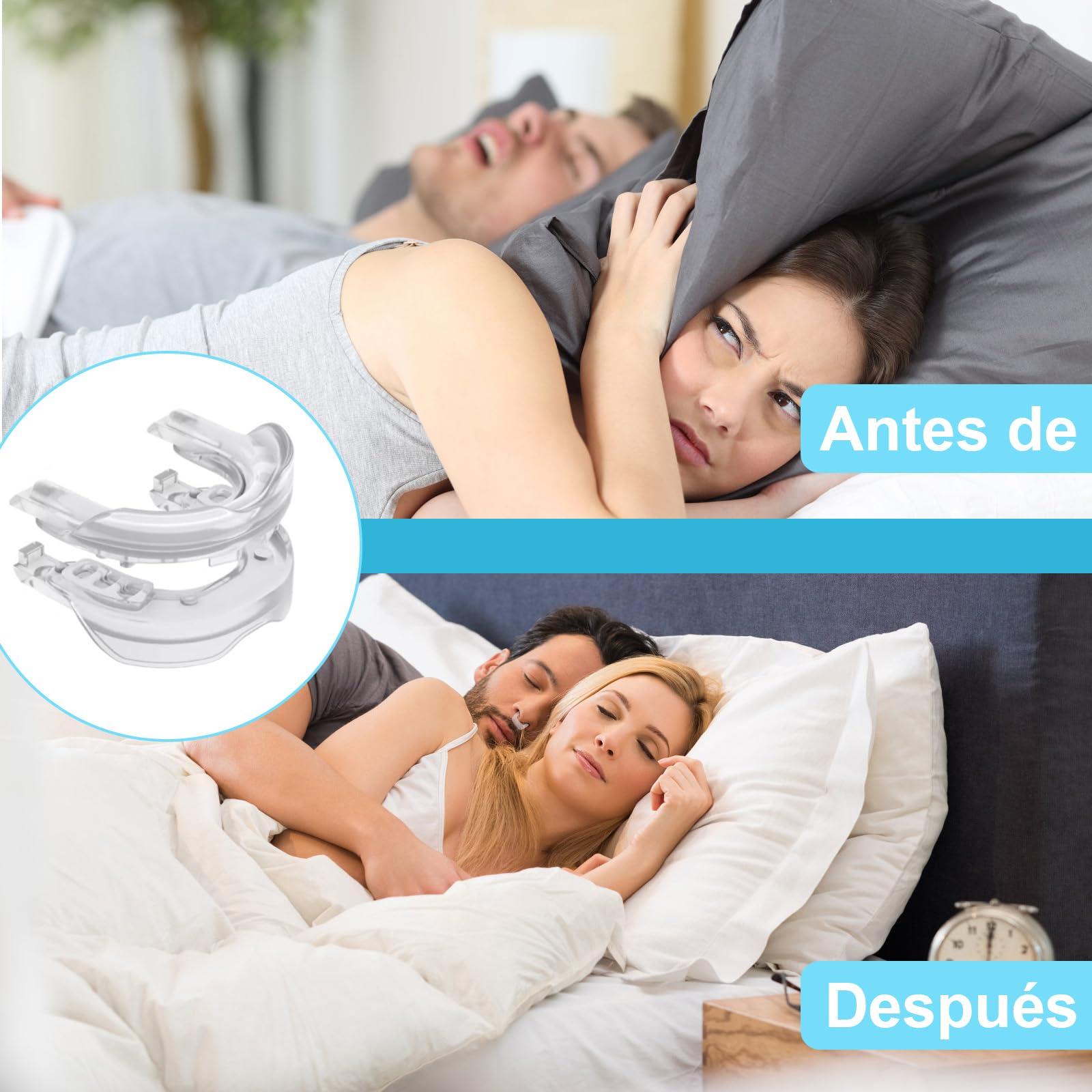 Scettar Ferula Antironquidos+8 Tamaños Dilatador Nasal Silicona,Ferula Descarga Bruxismo Reciclable,Antironquidos para Dormir,Dilatador Nasal Antironquidos Para Breathe Right y Antironquidos