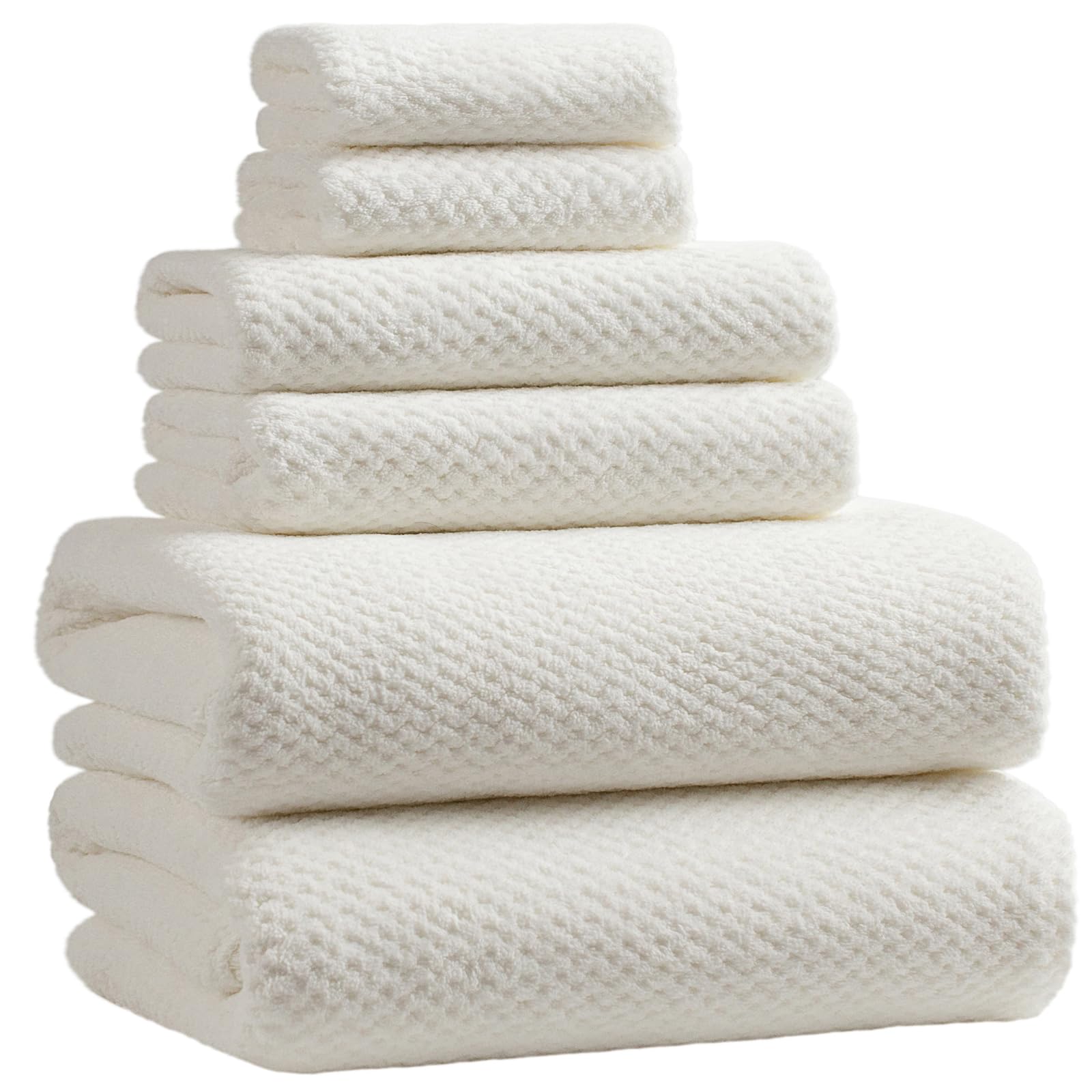 Juego de toallas de baño extragrandes de 30 x 60 pulgadas, toallas de ducha de microfibra súper suaves y ligeras de secado rápido (blanco, 6 piezas)