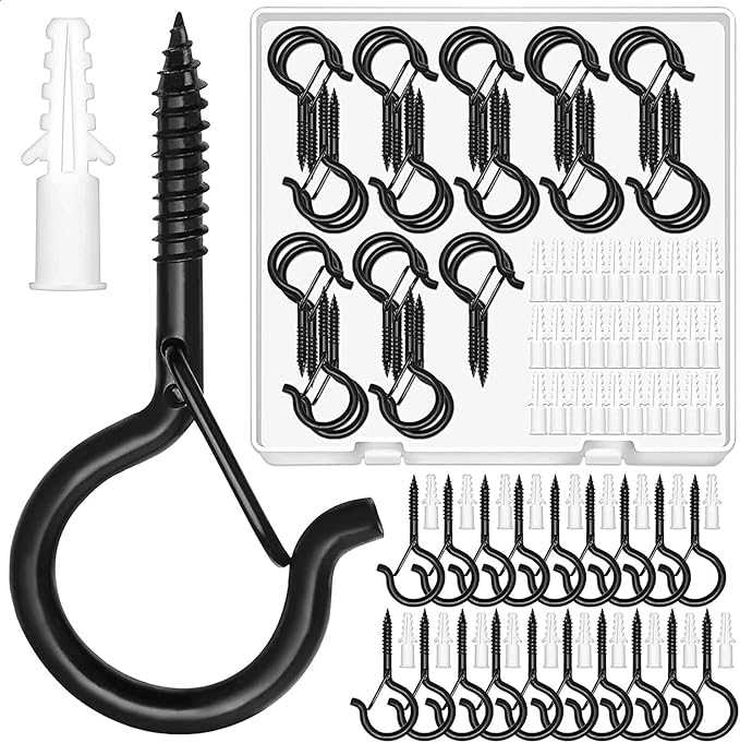 Mckanti 30 Pack Screw Hooks for Outdoor String Lights, Outdoor Hooks