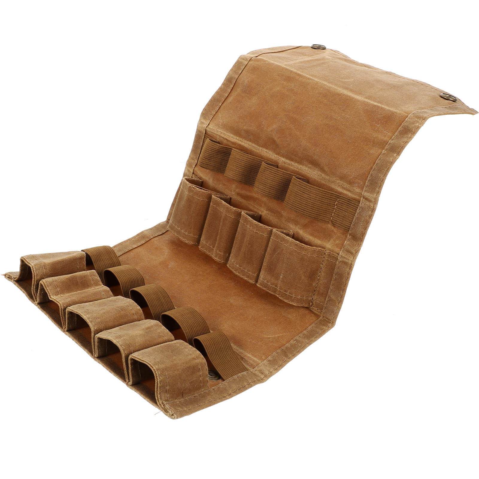 EXAOMBLE Portable Camping Spice Bottle Bag Canvas Travel Condiments Holder Storage Pouch Foldable Outdoor Spice Container with Two Rope Holes for Gardening and Hunting