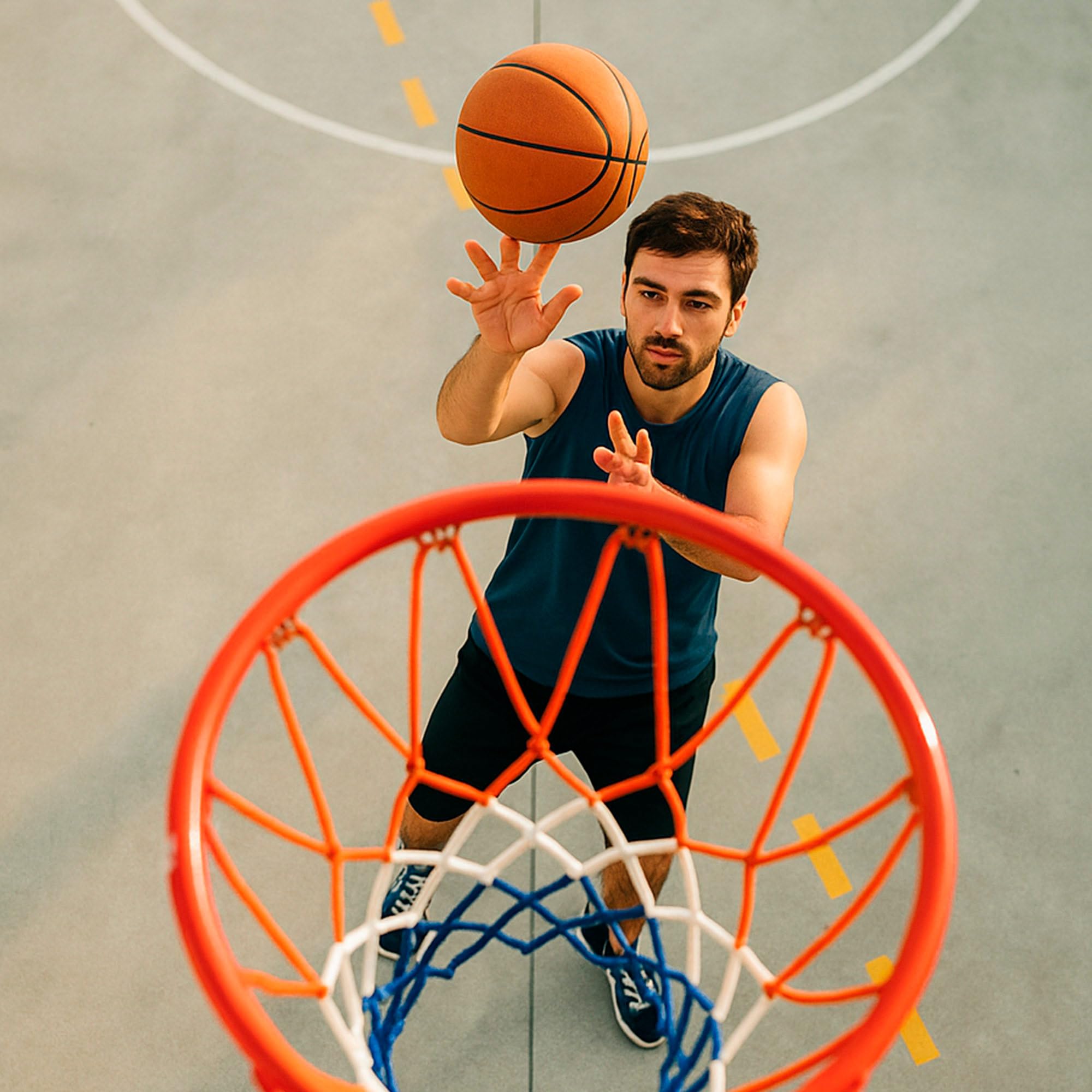 AKTIVE 54279 Canasta de Baloncesto Pared, 39 cm, Escala 1/1.16, Red de poliéster y aro metálico, Instalación con 4 Tornillos incluidos, para Jugar en casa, terraza o jardín