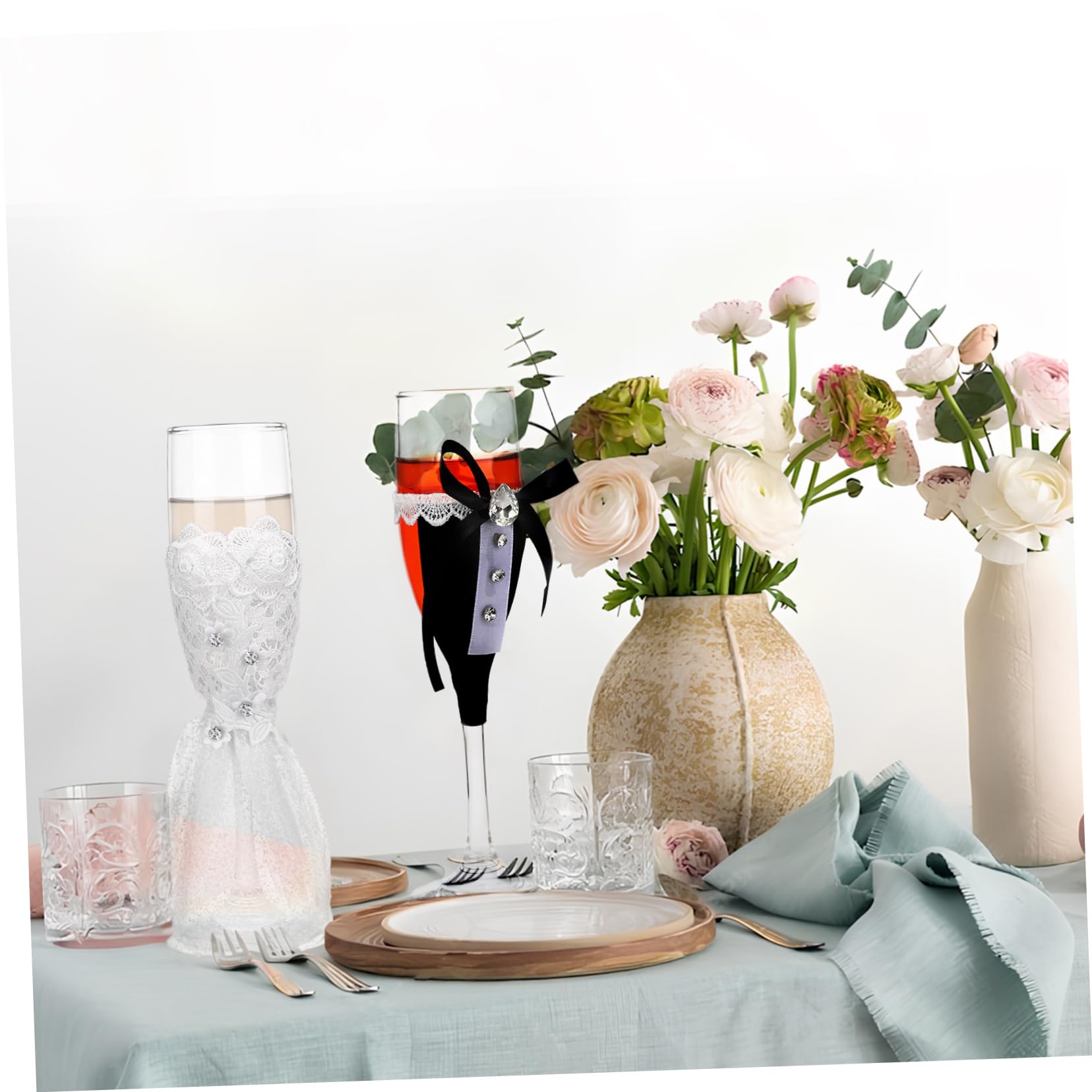1 Set Matrimonio Novios Vestidos Para Novios Tazas De Vino De Compromiso Copas De Vino Altas Copas De Vidrio Para Tostadas De Recepción De Bodas Celebraciones