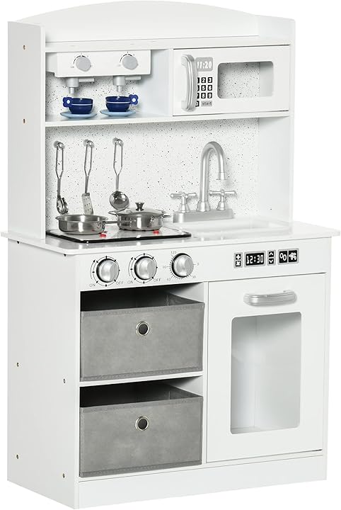 Homcom giocattolo cucina per bambini con luci e accessori realistici 350-136V80WT