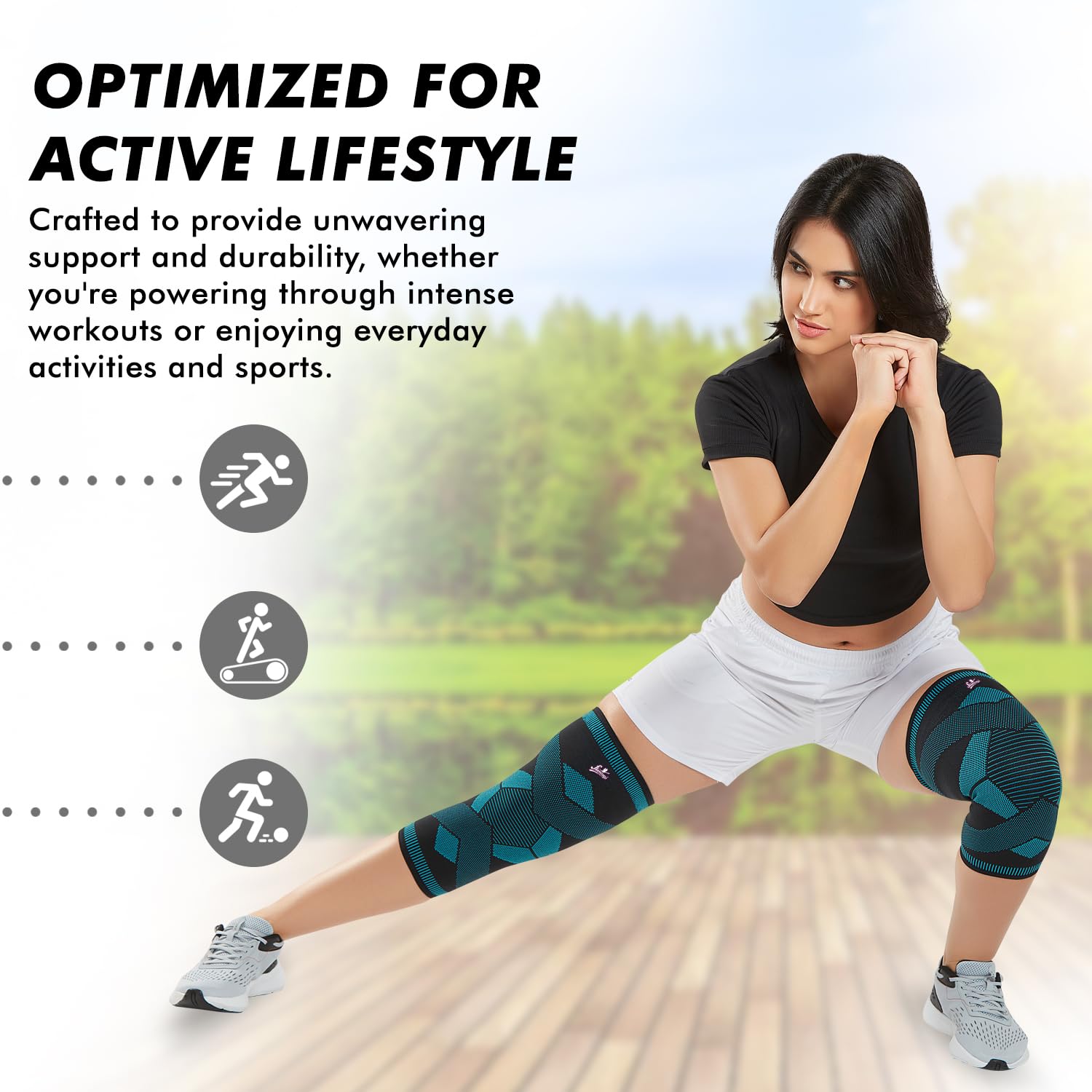 Flamingo Plus Super Premium Knee Cap for Men & Women | Compression Knee Support for Sports, Gym, Arthritis, Pain Relief, Injury Recovery | Anti-Slip, Breathable - Black & Dazzling Blue | Large 3