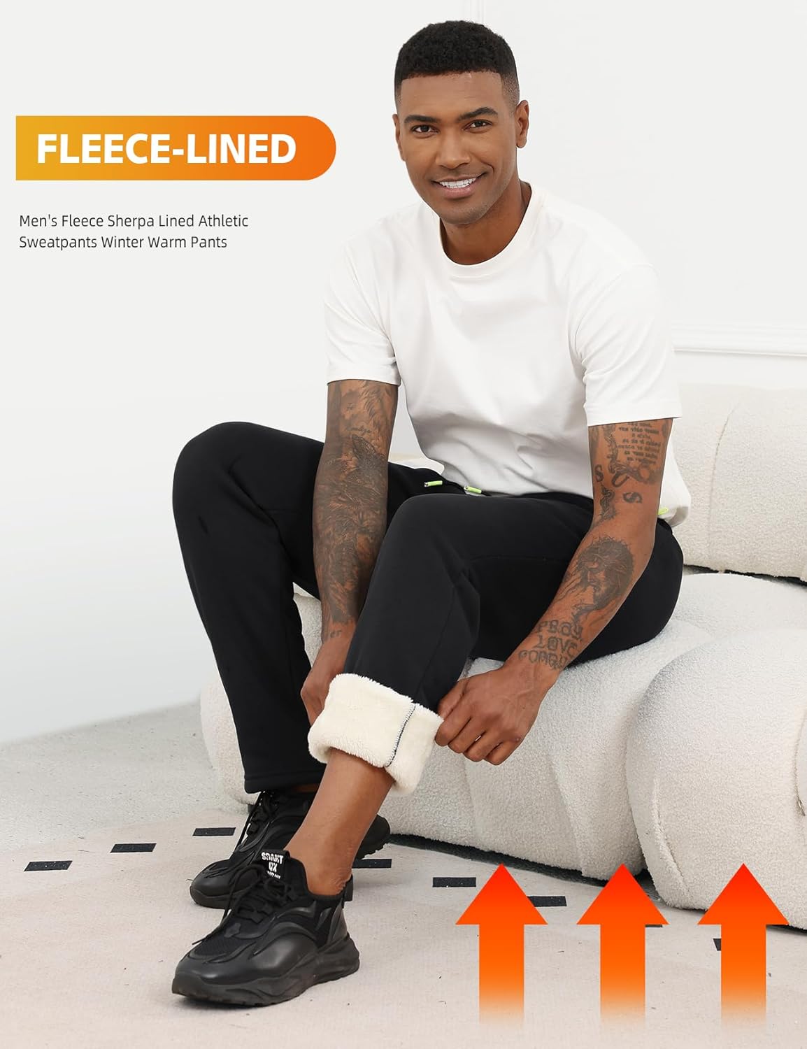 Gihuo Men's Fleece Sweatpants Sherpa Lined Athletic Winter Warm Sweatpants - Image 2