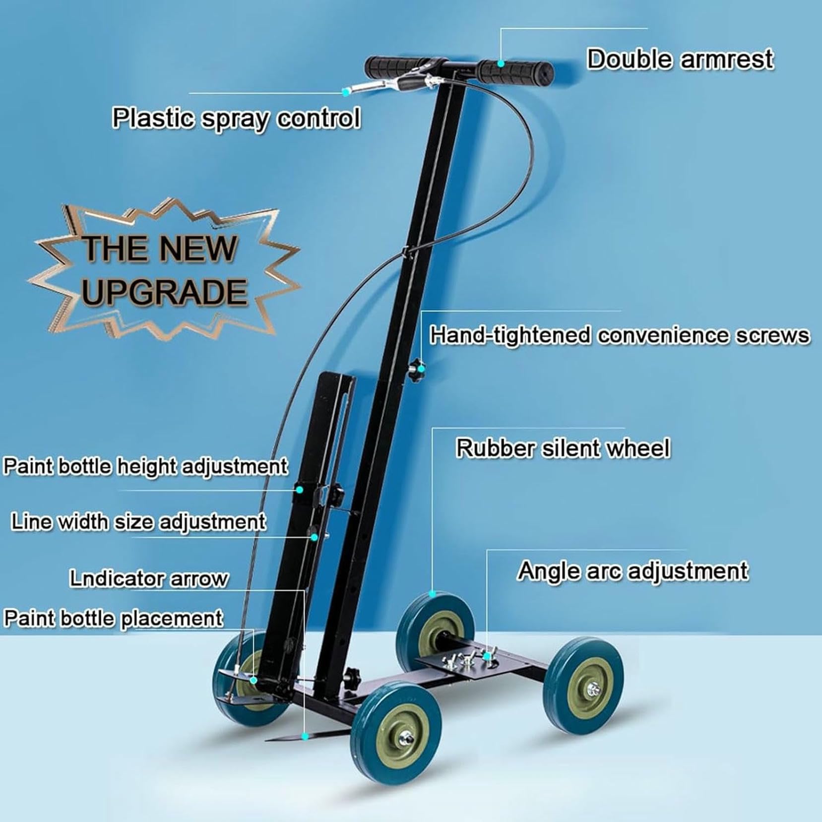 Markierungsmaschine Straßenmarkierungsmaschine, Court Line Tape Wheel Transfer Hand-Push Lane Applicator, Tiras De Colores, Ajustable En Arco Recto, Ancho 5-15 Cm, para Aparcamientos~/