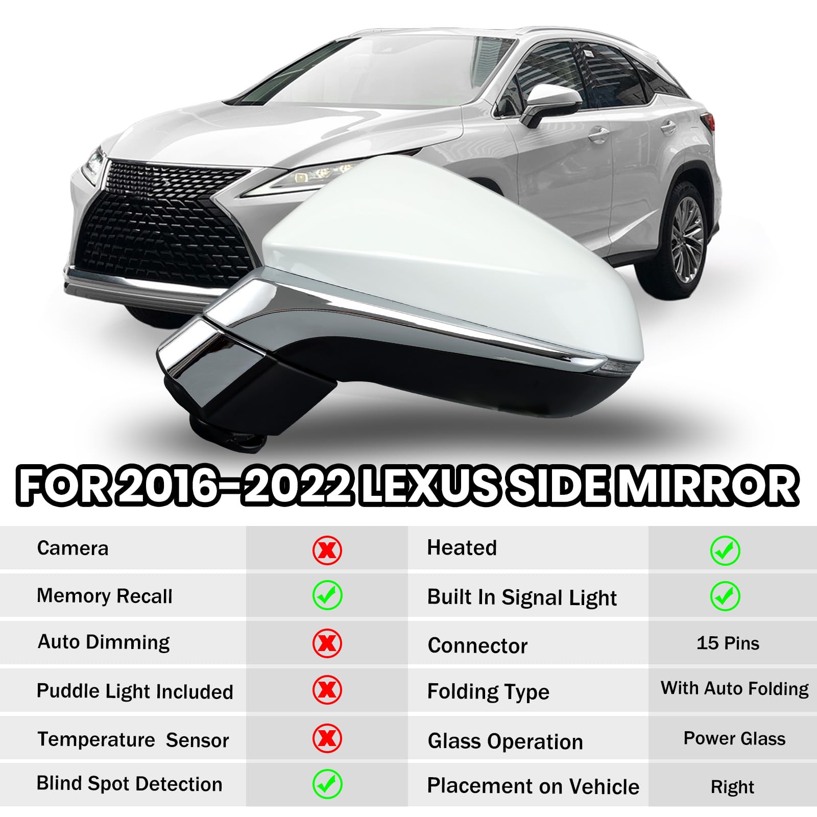 Amazon | MOFOAP 左運転席側ミラー 2016-2020 レクサス RX350 2018 
