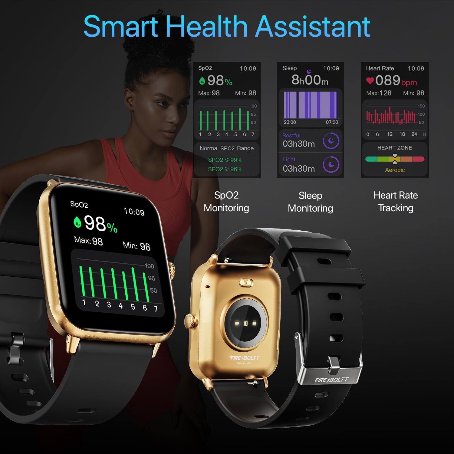 Fire-Boltt Ninja Call Pro Smart Watch Dual Chip Bluetooth Chiamate, display da 1,7 pollici, Assistenza vocale AI con 100 modalità sportive, con SpO2 e monitoraggio della frequenza cardiaca