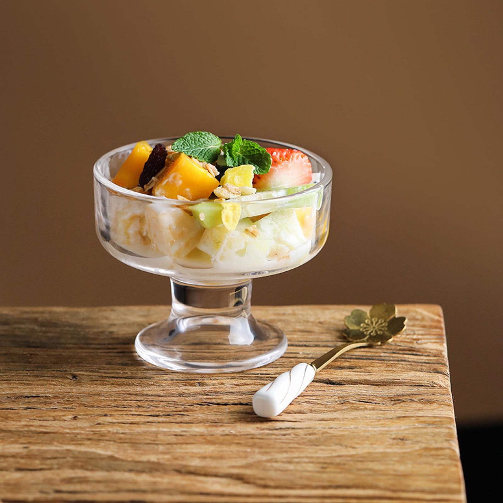 DNIENKGE 4 Pack Glass Ice Cream Cups, Glass Dessert Bowls, 7 Oz Mixed Drinks Cups for Drinks, Dessert, Nuts, Fruit, Pudding, Snack, Cocktail Party (4PCS)