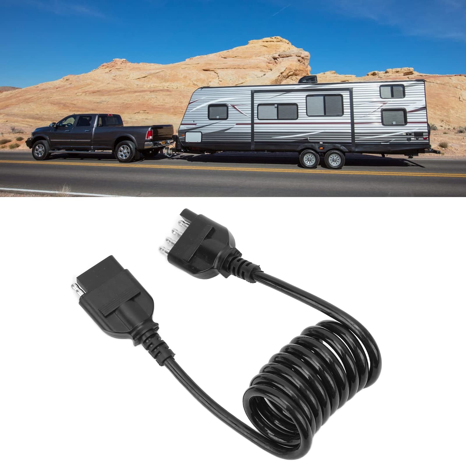 5 Pin Trailer Wire Harness Connector Plug Extension Cable Wire Socket Male for Marine Boat Horse Cargo Trailers