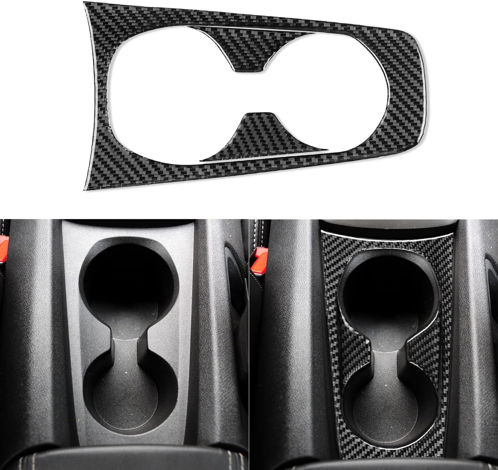 NVCNX โ Real Premium Carbon Fiber Compatible with Chevy/Chevrolet Camaro 2010-2015 2011 2012 2013 2014 Center Console Gear Panel Water Cup Holder Cover Car Interior Dash Trim Accessories 3PCS Black