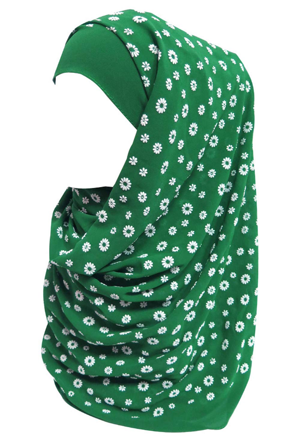 Lina & Lily Floral Thick Chiffon Muslim Hijab Scarf (Green)