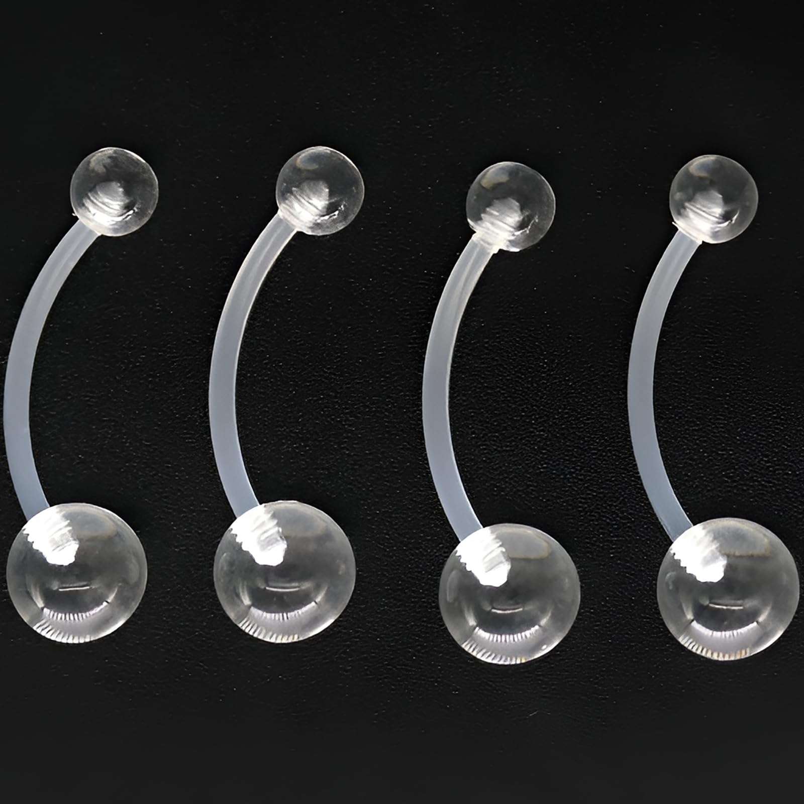 Lot de 12 piercings de nombril en plastique souple 1,6 mm (14 g) 1,2 mm (16 g)