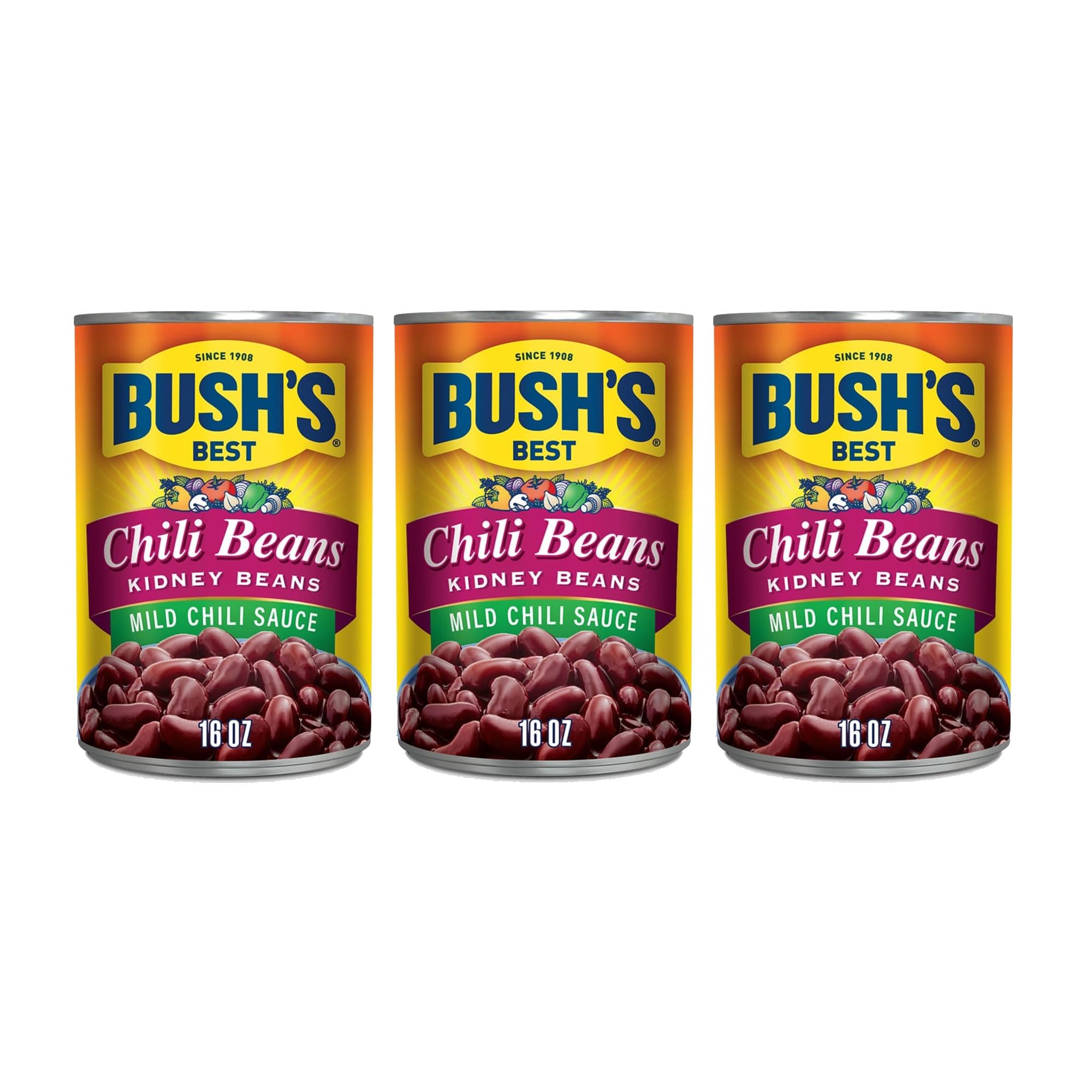 Bush's Chili Beans: Frijoles en salsa de chile suave (paquete de 3) latas de 16 onzas