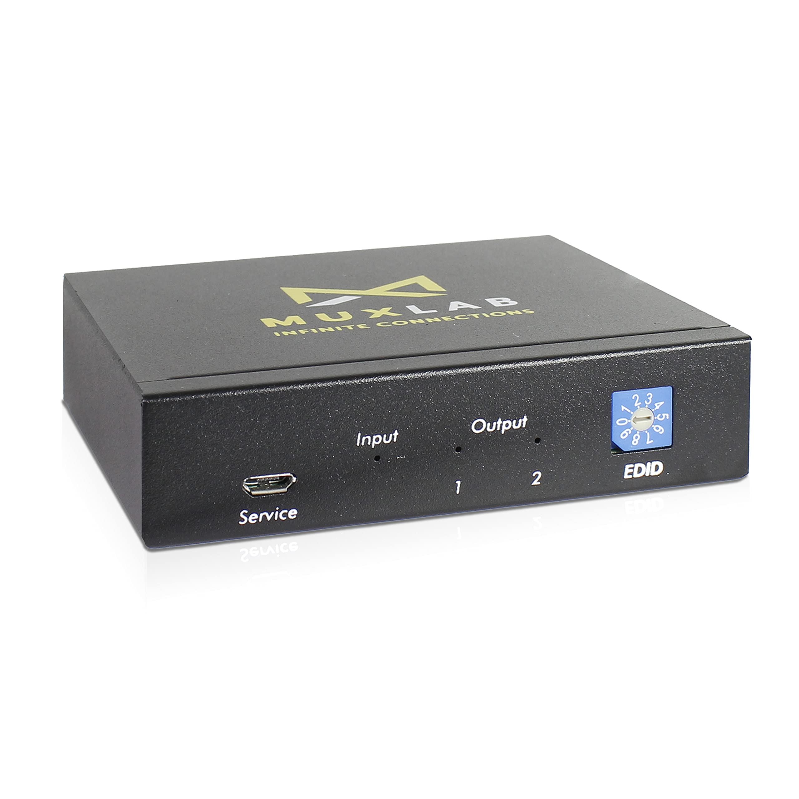 MuxLab 1x2 HDMI Splitter | 1 in 2 Out| 4K@60HZ | 4:4:4 | HDR | HDMI 2.0 | HDCP 2.2 | TrueHD | Dolby Atmos | DTS:X | Use with 4K HDR Monitor for boardroom, Auditorium, Gaming, Digital Signage