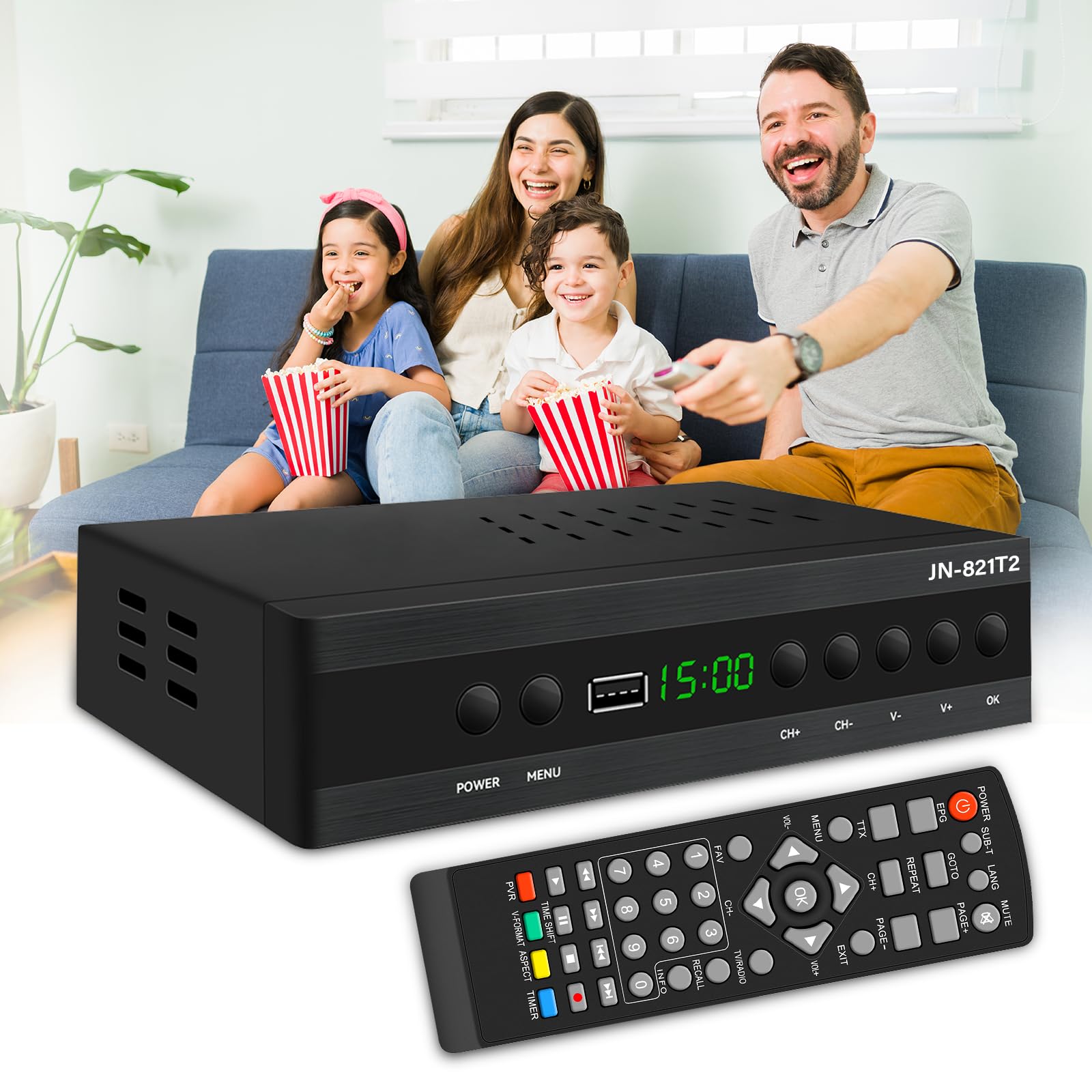 DVB-T2 H265 HEVC FTA, PVR, USB, HDMI, decoder digitale SCART TV, adattatore per guardare canali HD