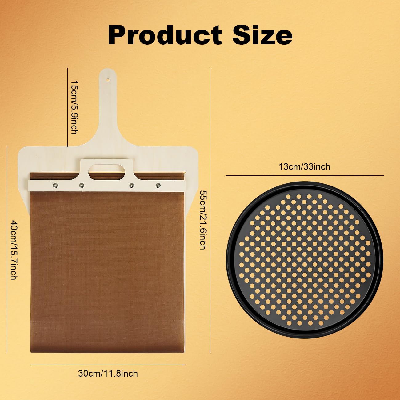 HALNKSZDDD 12 Inch Sliding Pizza Peel with Pizza Pan, Pizza Slider Paddle with Handle Non Stick Easy Transfer Rolling Pizza Peel Kitchen Use