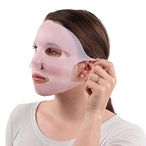 Miniatura 3 de Cubierta hidratante para máscara facial, hoja de máscara facial de silicona reutilizable para mujeres, cuidado de la piel, soporte para máscara