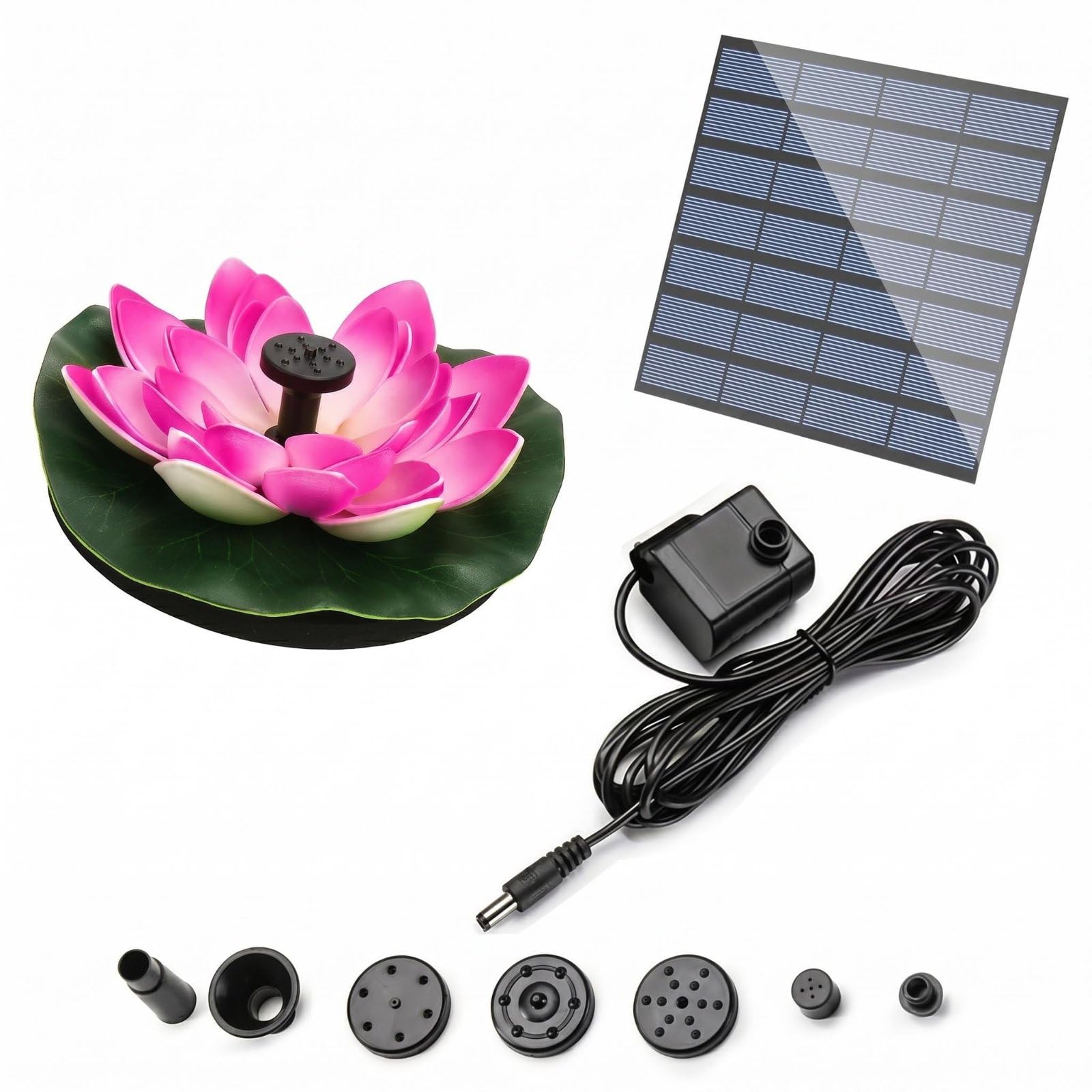 MYADDICTION 40 Pieces Floating Lotus Fountain Automatic Spray Lotus Frond Water Fountain Eco-Friendly Outdoor Decoration for Pond, Solar Pink Lotus a-image-41