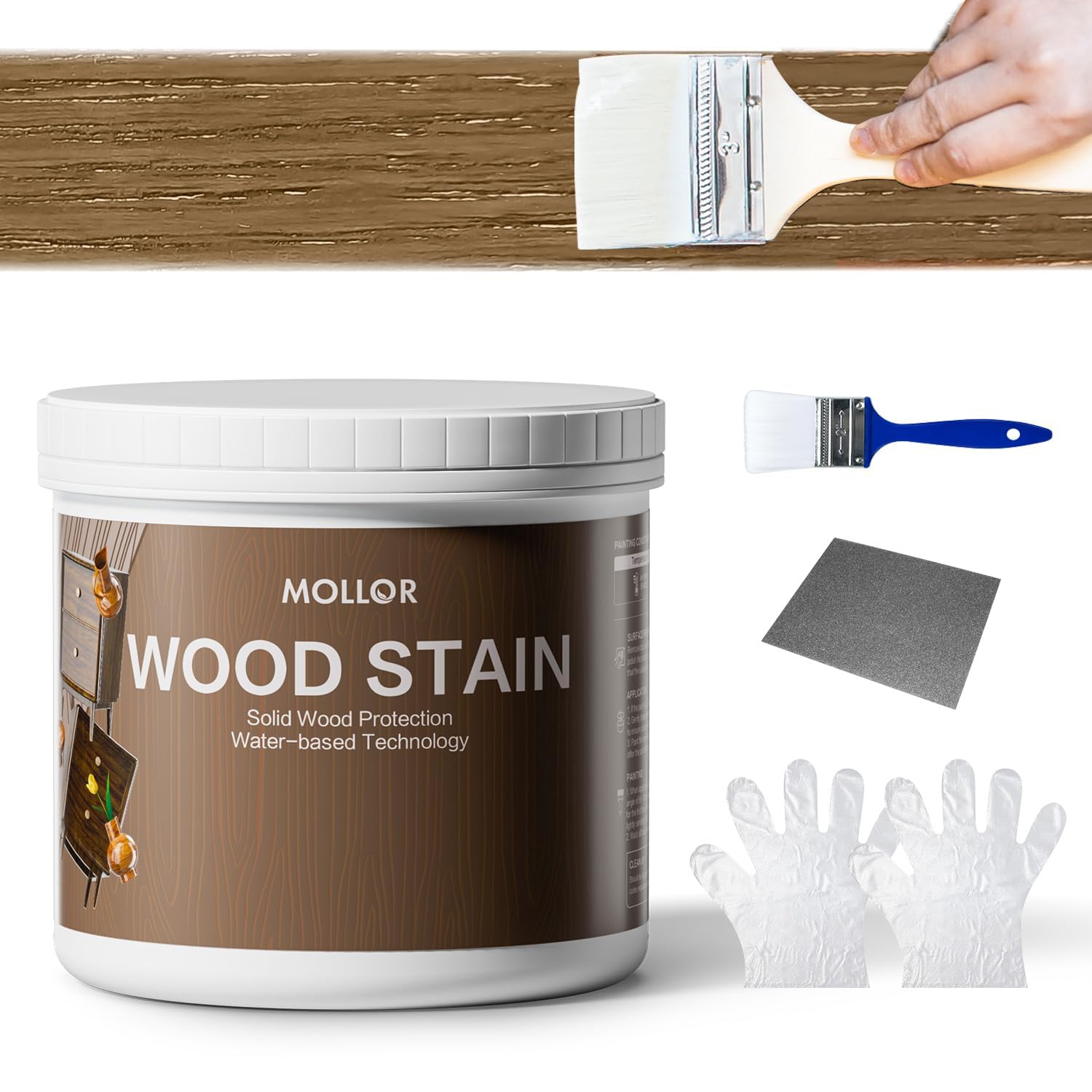 MOLLOR Wood Stain, 32 Oz Water Based Wood Stain and Sealer in One - No Priming, No Top Coat Required, Fast Drying|Low Odor|Non-Toxic, Perfect for