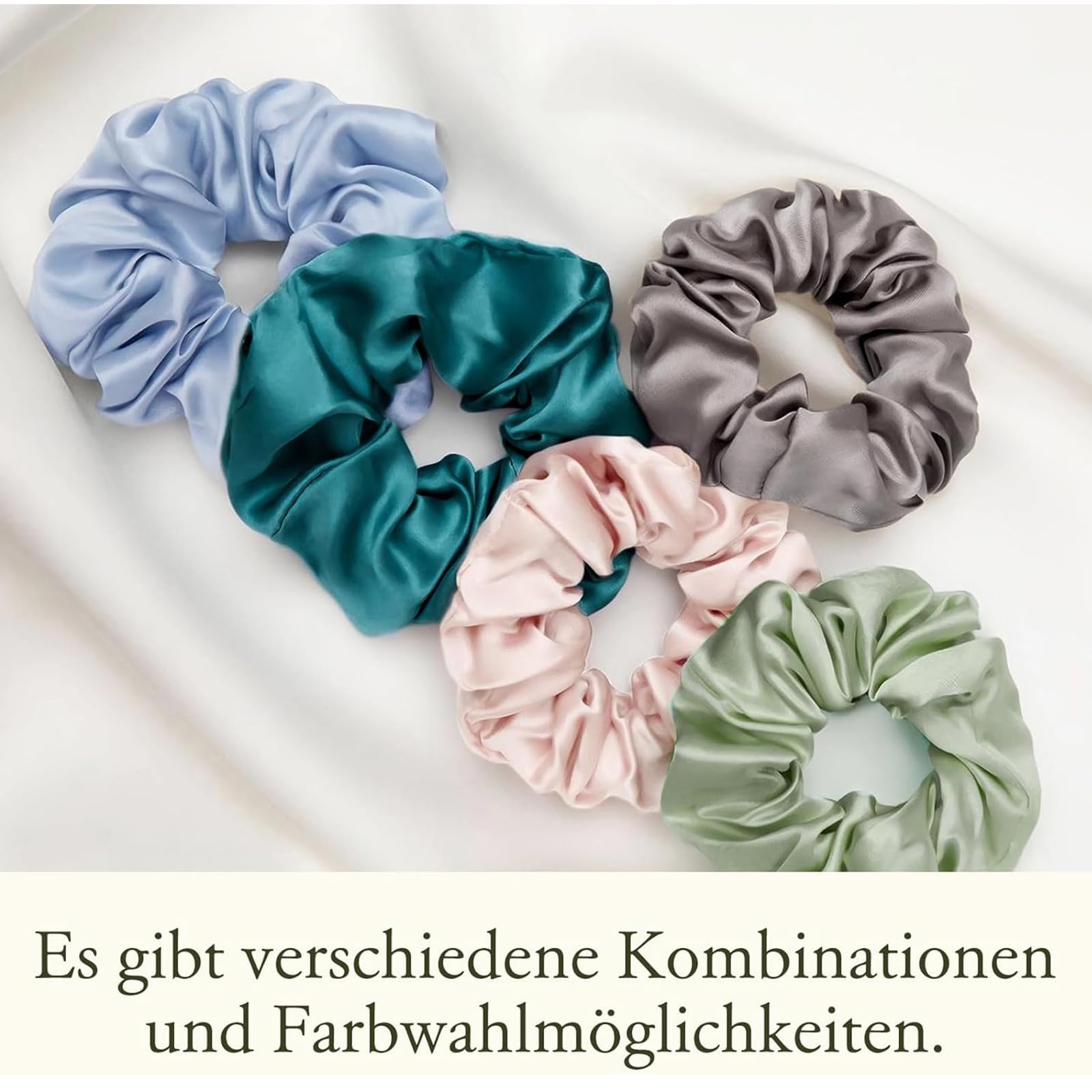 2 pcs Silk Hair Scrunchies for Frizz Prevention Mulberry Silk Hair Ties for Breakage Prevention Elastic ponytail Holders(1 Black+1 champagne) - Image 2