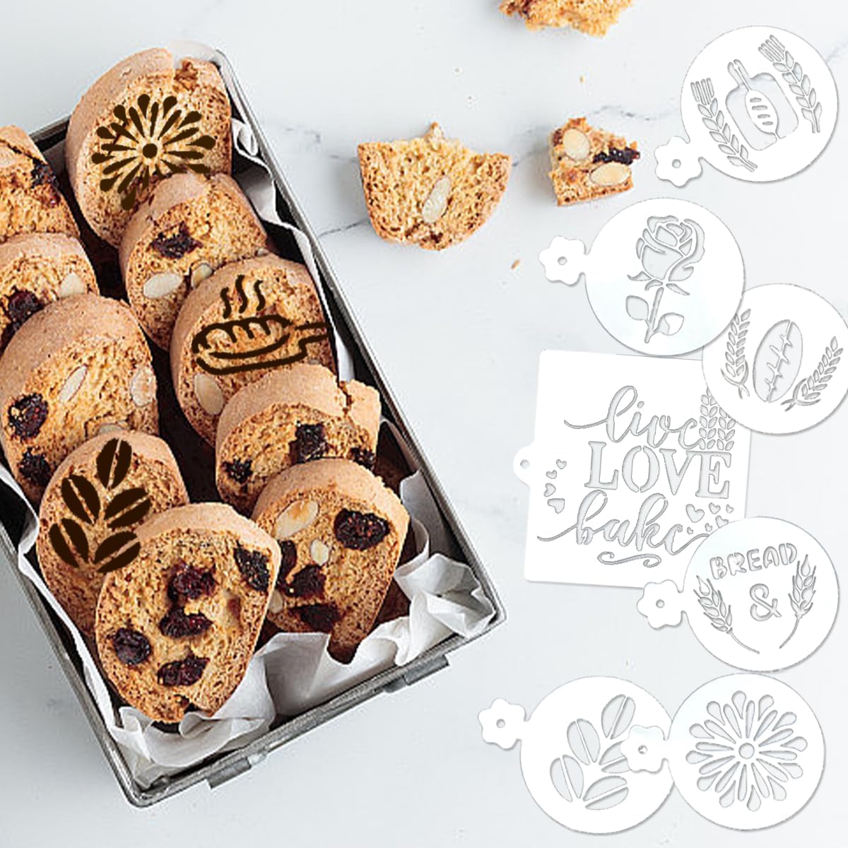 24PCS Bread Stencils for Sourdough, Bread Stencils for Baking Supplies, Cakes Cookies Pie Template Making Accessories 24 Style(5.9 Inch, 3.9 Inch) image 2