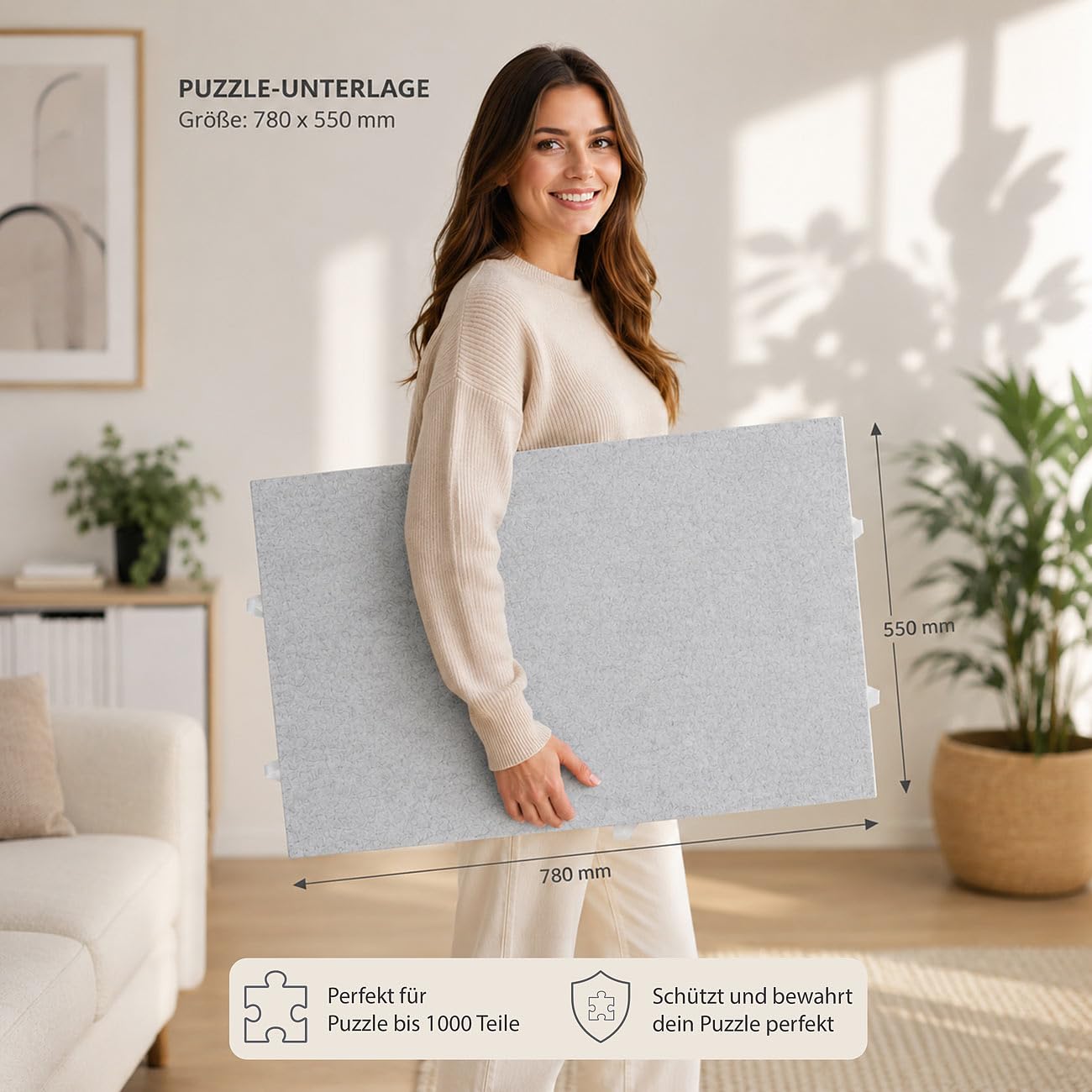 infactory contenitore: Base inclinabile per puzzle., grigio chiaro, con 6 scomparti estraibili, per puzzle fino a 1.000 pezzi (board, piano)