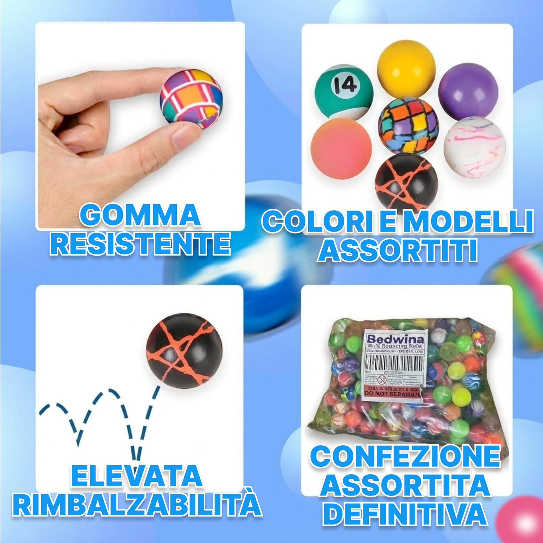 FEPITO 30 Palline Rimbalzanti In Gomma Naturale Colorata – 25mm – Riempitivi Per Sacchetti Festa Bambini E Piccoli Premi