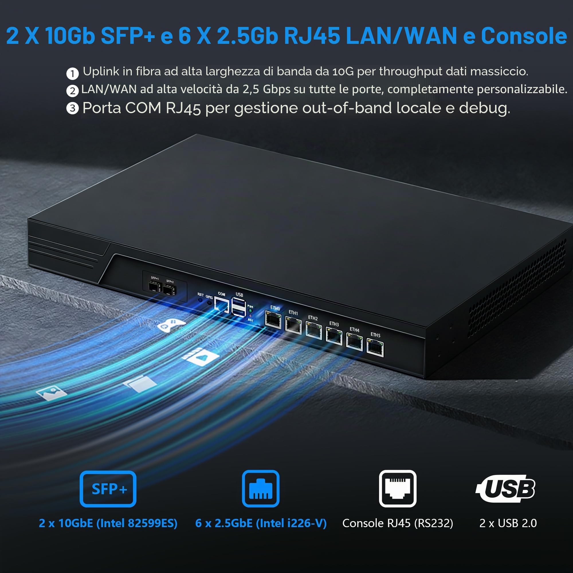CWWK 1U Firewall Appliance, Rackmount Router Hardware, 10Gb SFP+ & 6 x 2.5GbE i226-V, Core i5-3320M, 19" PC for OPNsense, Homelab Server, 8GB DDR3 RAM 128GB mSATA SSD, AES-NI