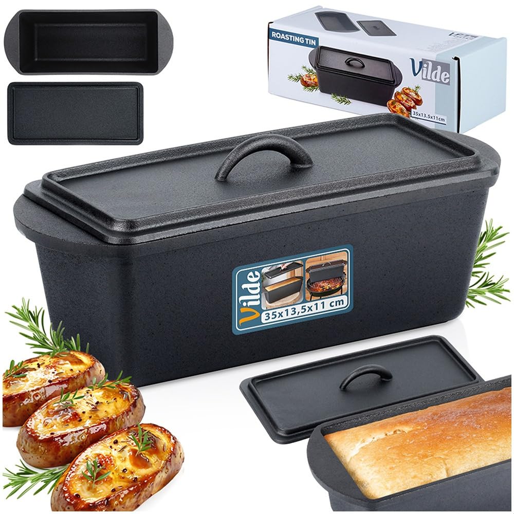 Vilde Brotbackform mit Deckel 3L 35 cm rechteckig Kastenform für Toastbrot | Kuchen Lasagne Fleisch induktionsgeeignet ofenfest ohne Beschichtung