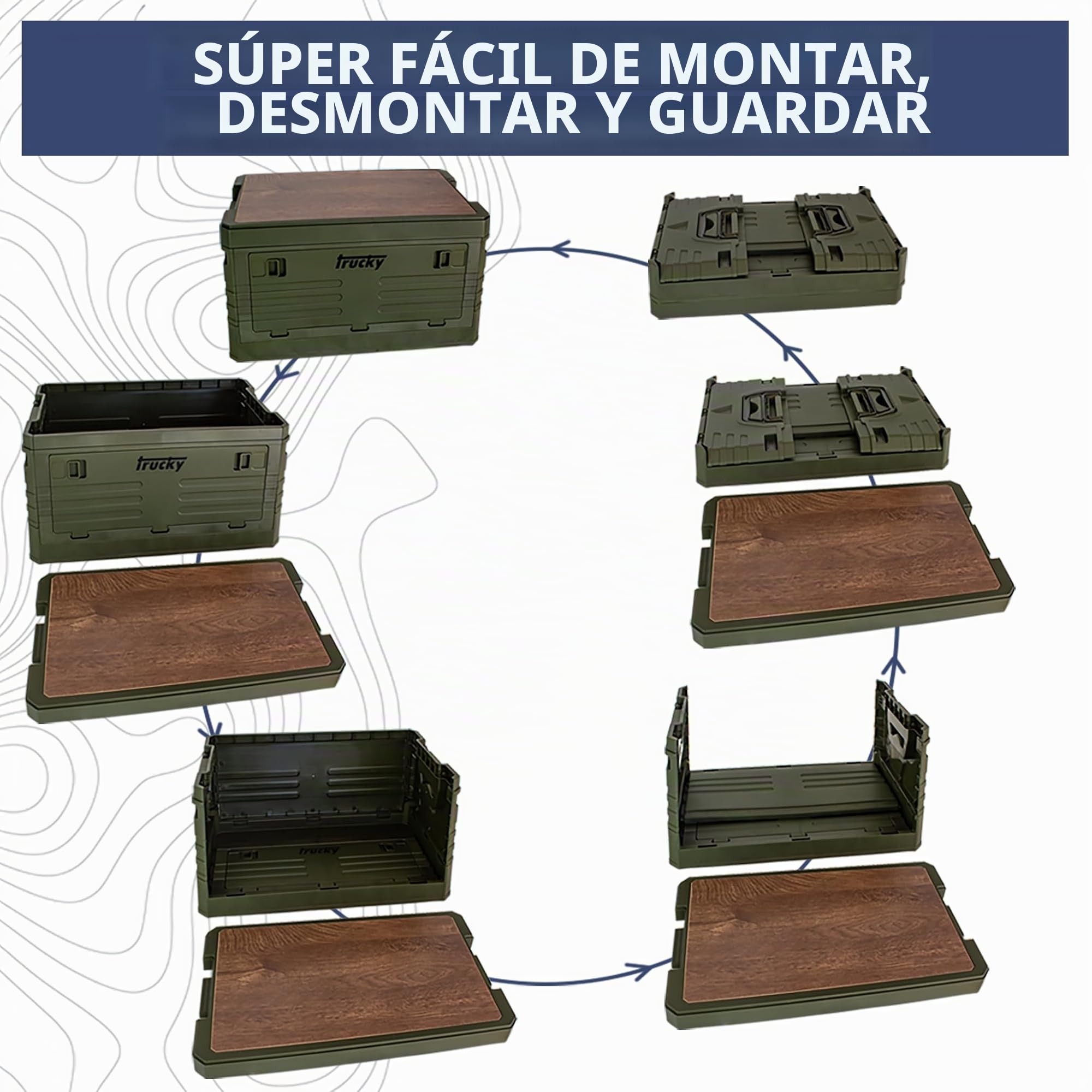 Trucky Cofre de Almacenamiento Selección Caja de Camping Caja Plegable con Tapa Verde