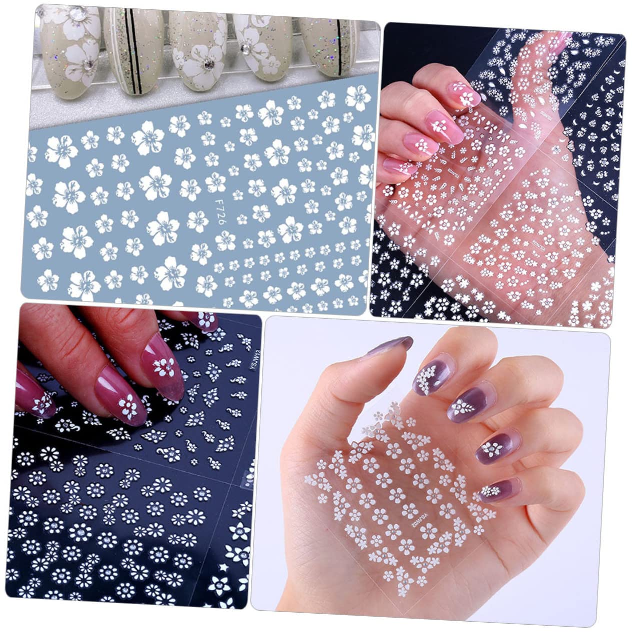 VALICLUD 5 Set Adesivi Per Unghie Fiori Giapponesi Nail Art Stickers Per Decorazioni Manicure Facili E Pratiche 30 Fogli*5