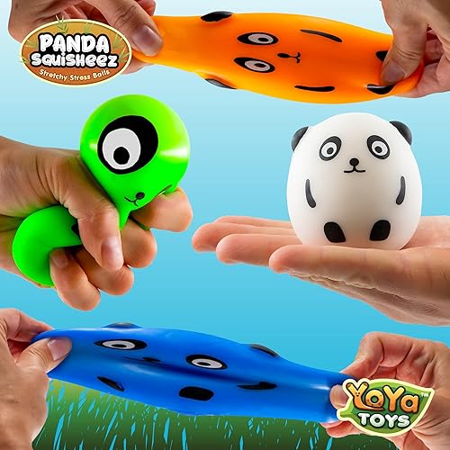 Miniatura 2 de YoYa Toys Panda Squisheez - Bolas blandas para aliviar el estrés (juego de 4)  Juguete elástico en forma de animal para niños, niñas y adultos