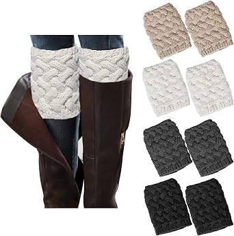 Loritta Womens Boot Socks Winter Warm Crochet Knitted Boot Cuffs Topper Socks Short Leg Warmers Gifts