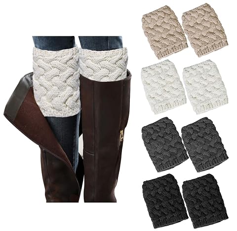 Loritta Womens Boot Socks Winter Warm Crochet Knitted Boot Cuffs Topper Socks Short Leg Warmers Gifts