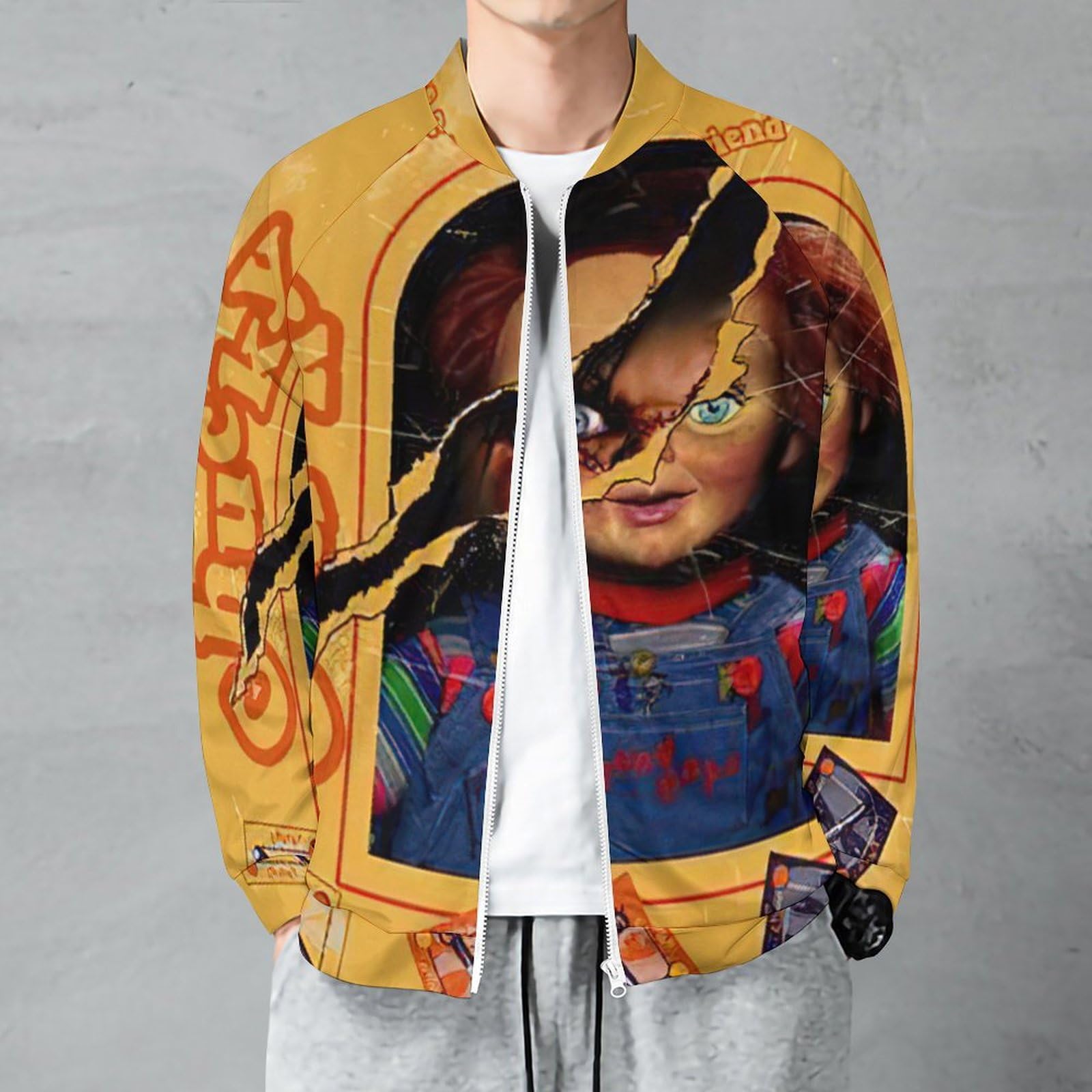 チャイルドプレイ　ジャケット Amazon.co.jp: ャッキー チャイルドプレイ ホラー映画 メンズ