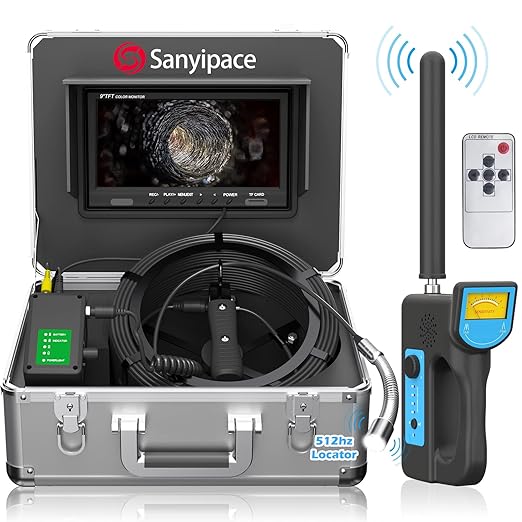 HD Drain Camera with Locator and Detector Set, Pipe Camera 50M with