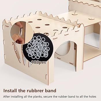 Woiworco Extra Large Rabbit Hideout Bunny House, Wooden Bunny Hideout 3 Houses For Indoor Rabbit Play Houses And Hideouts Nut Castle, Spacious Breathable Habitats For And Guinea Pigs Small Animals